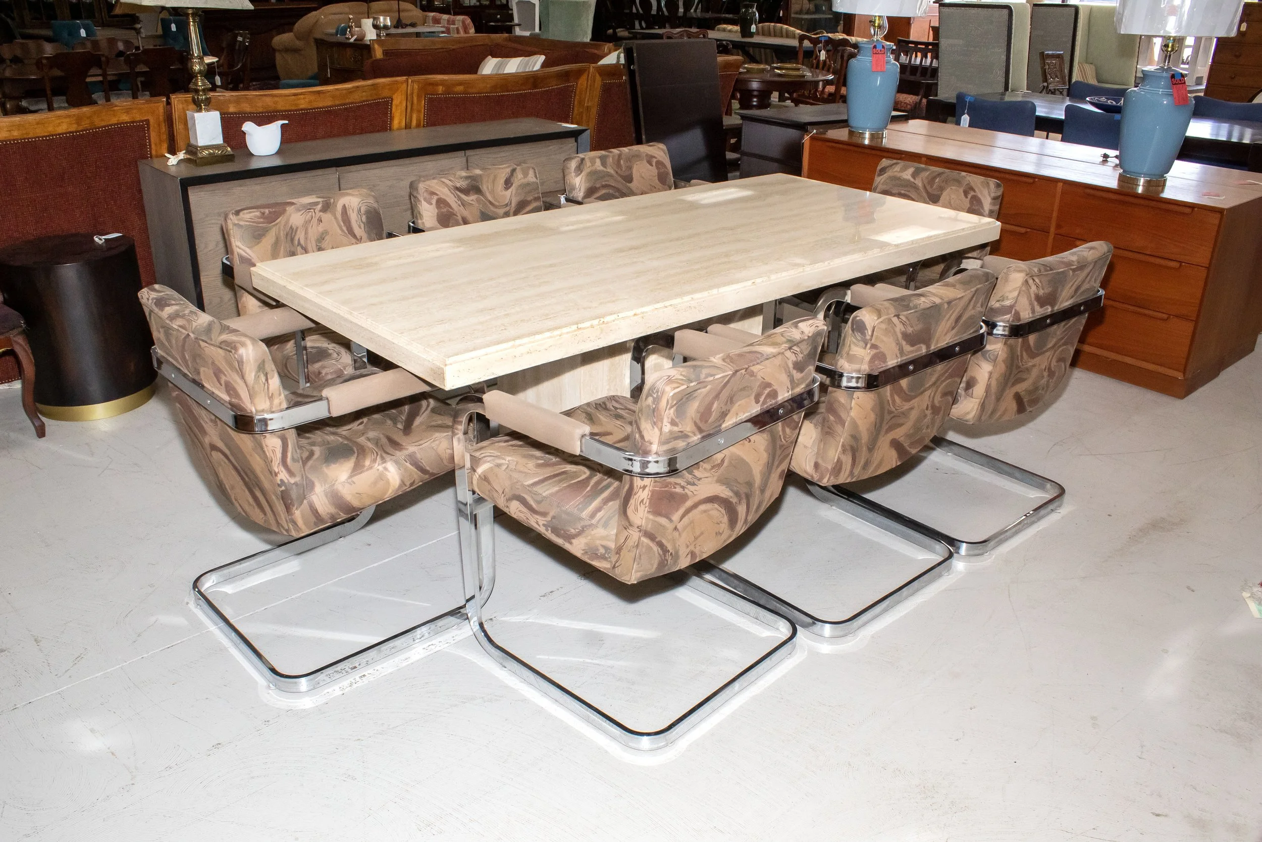 Travertine Dining Table — The Ivy Cottage