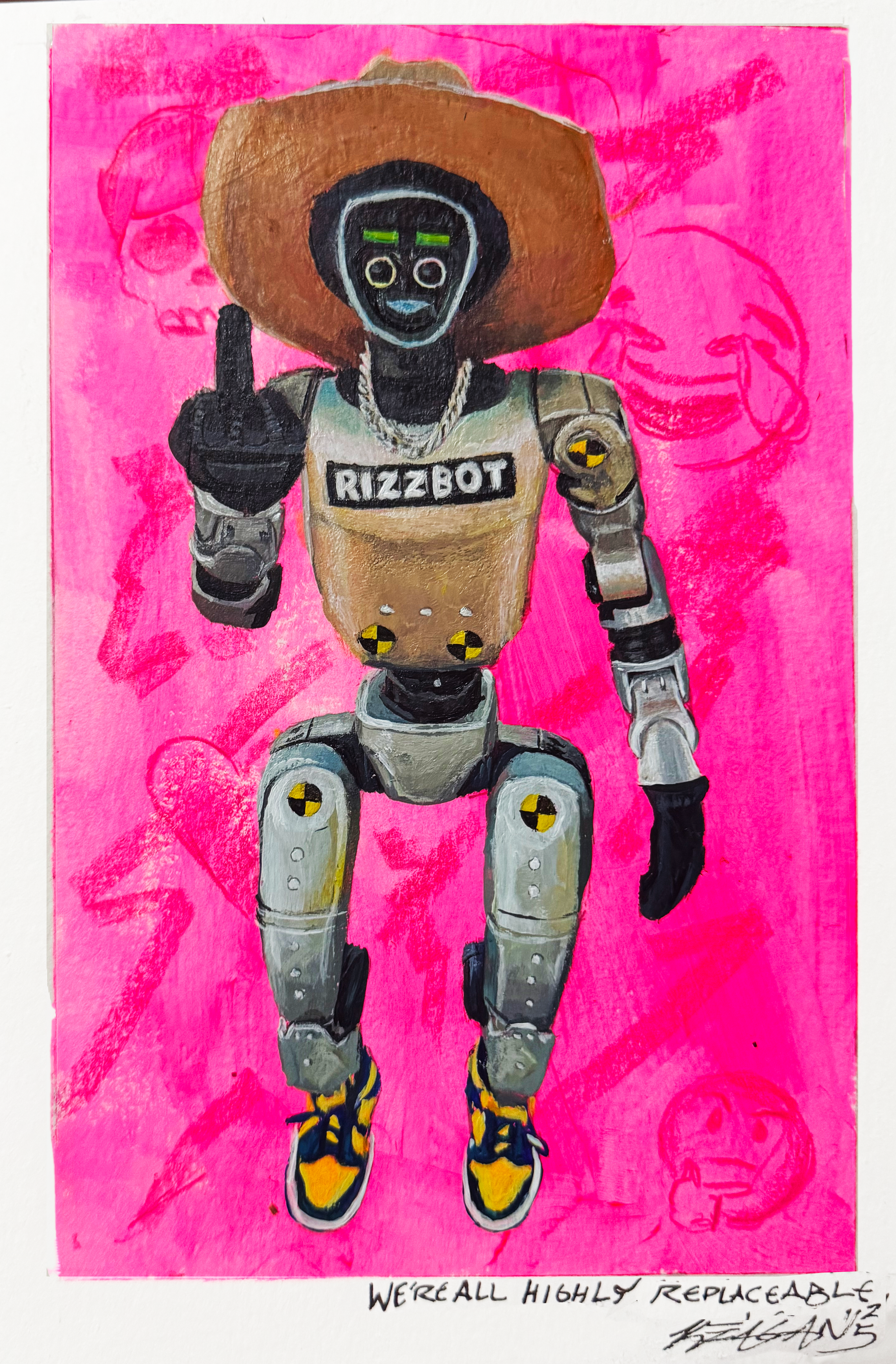 "We're All Highly Replaceable"
Acrylic on Watercolor Paper