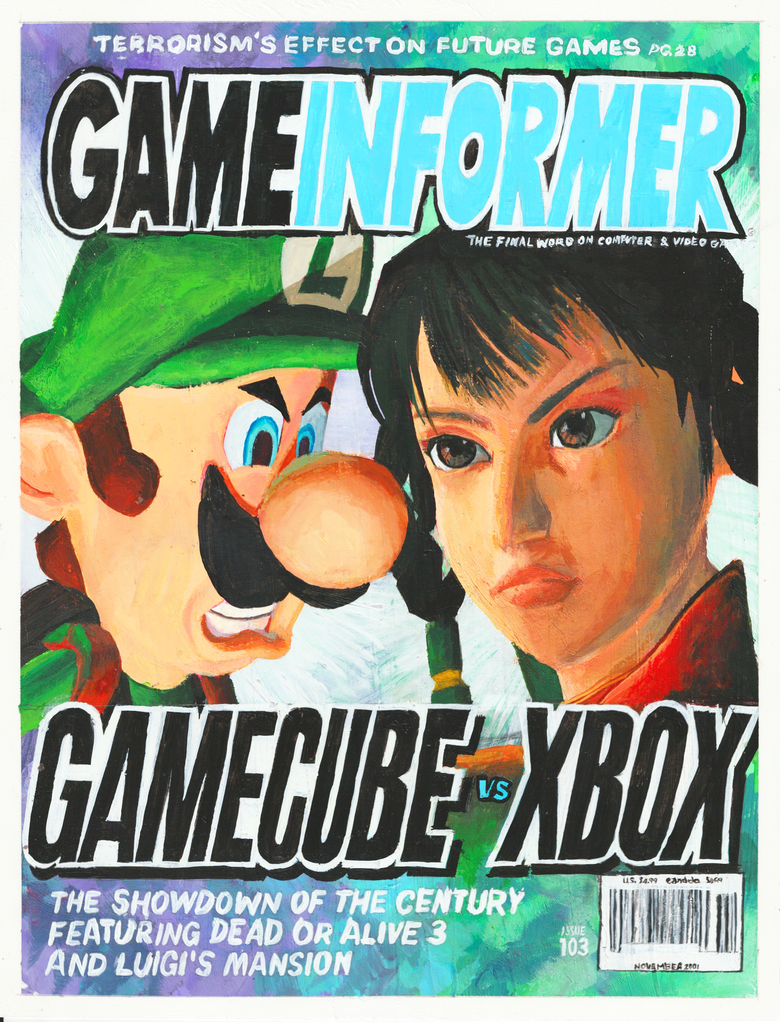 "Game Informer (November 2001)"
Acrylic on Watercolor Paper