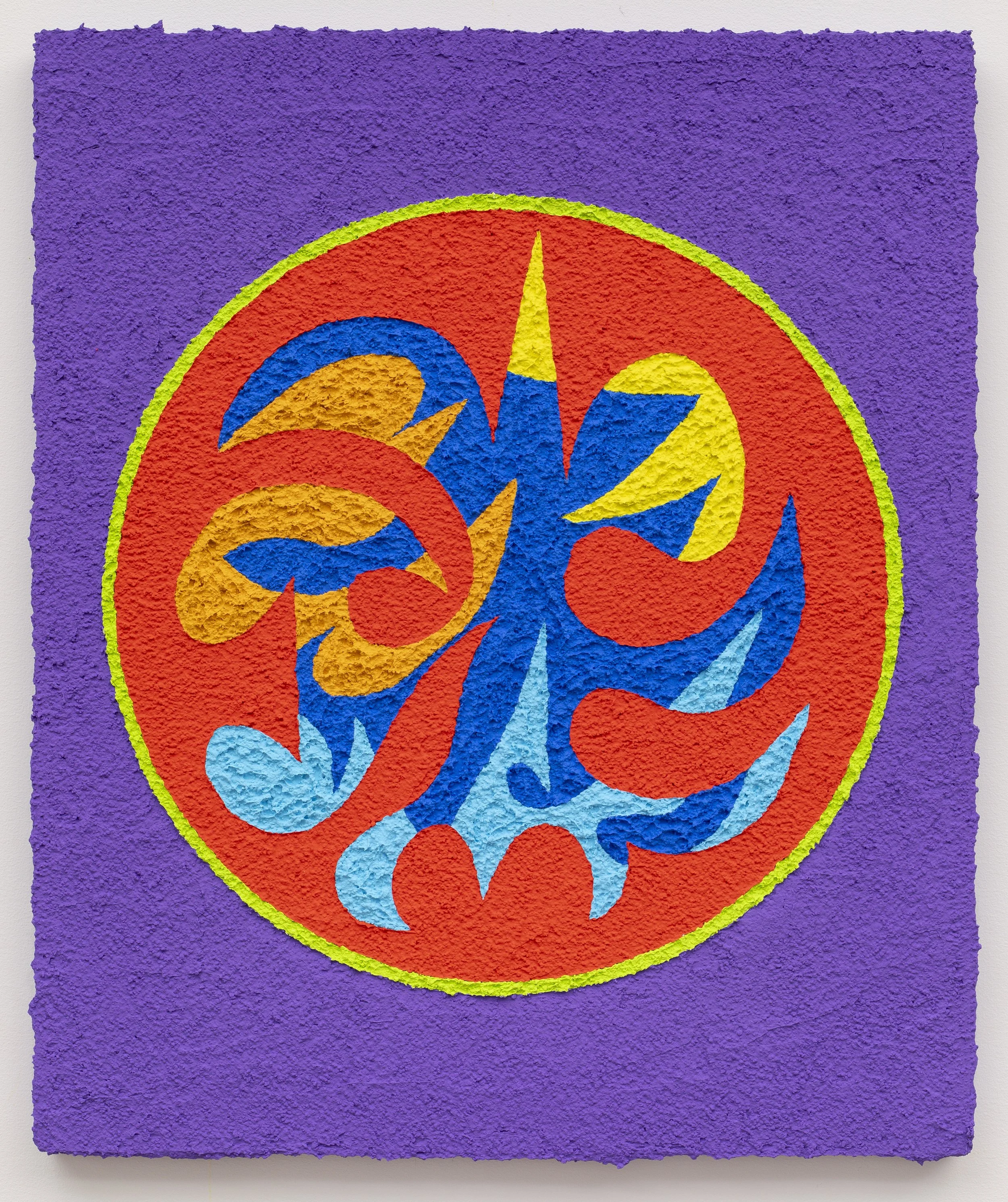 Carlos Rosales-Silva,  Loose Grip,  2023, Crushed stone and glass bead in acrylic paint on panel, 24 x 20 in.