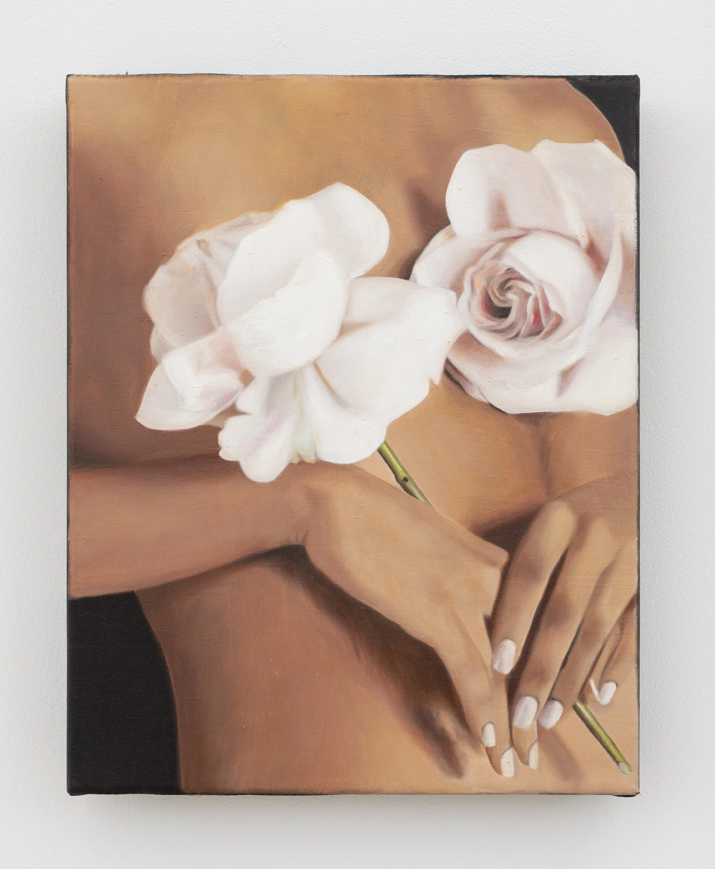 Florence Reekie,  Perennial , 2026, oil on viscose, 9 1/2 x 12 in. 