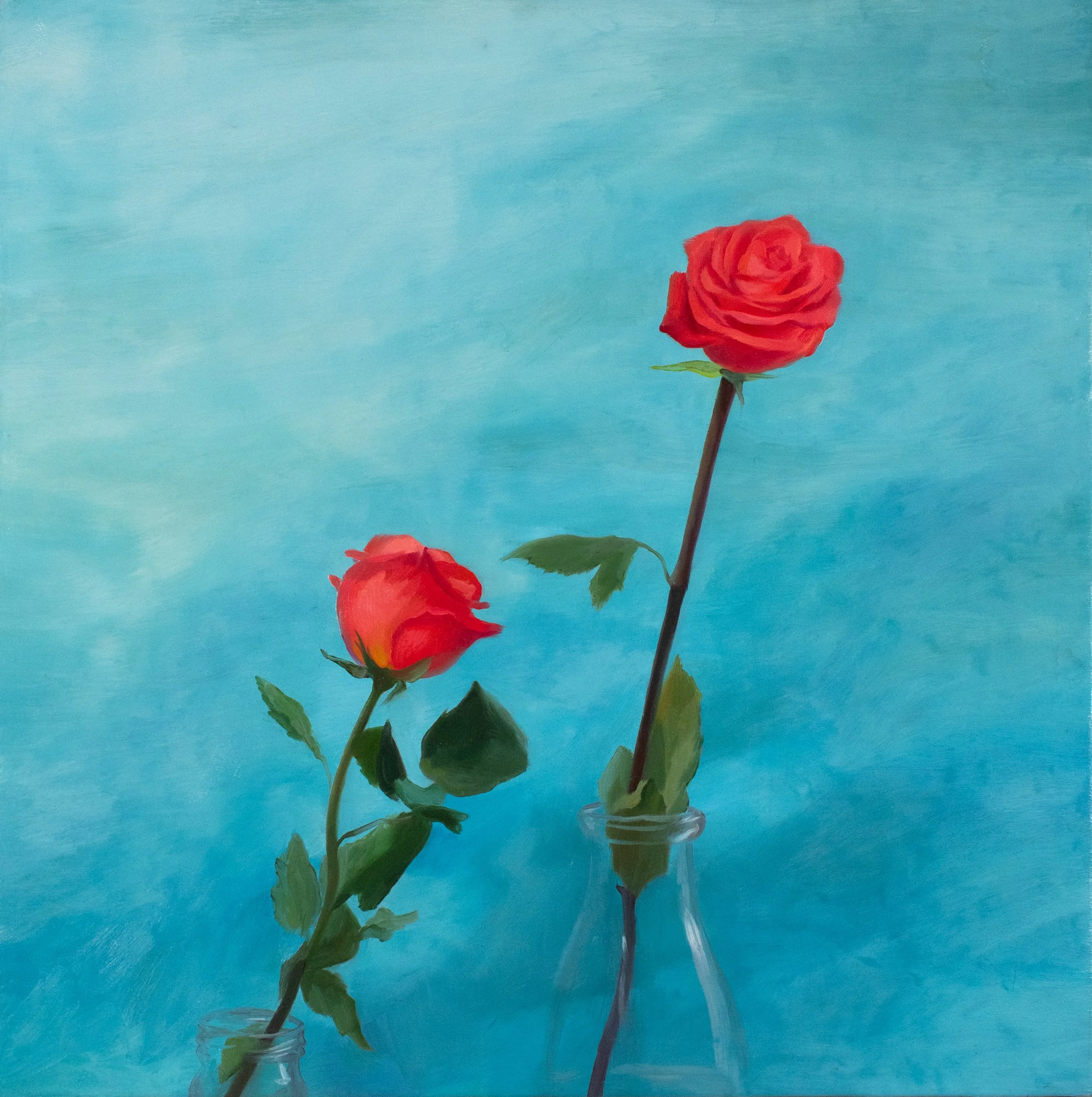 Brandi Twilley,  Two Roses,  2024, Oil on canvas, 24 x 24 in.