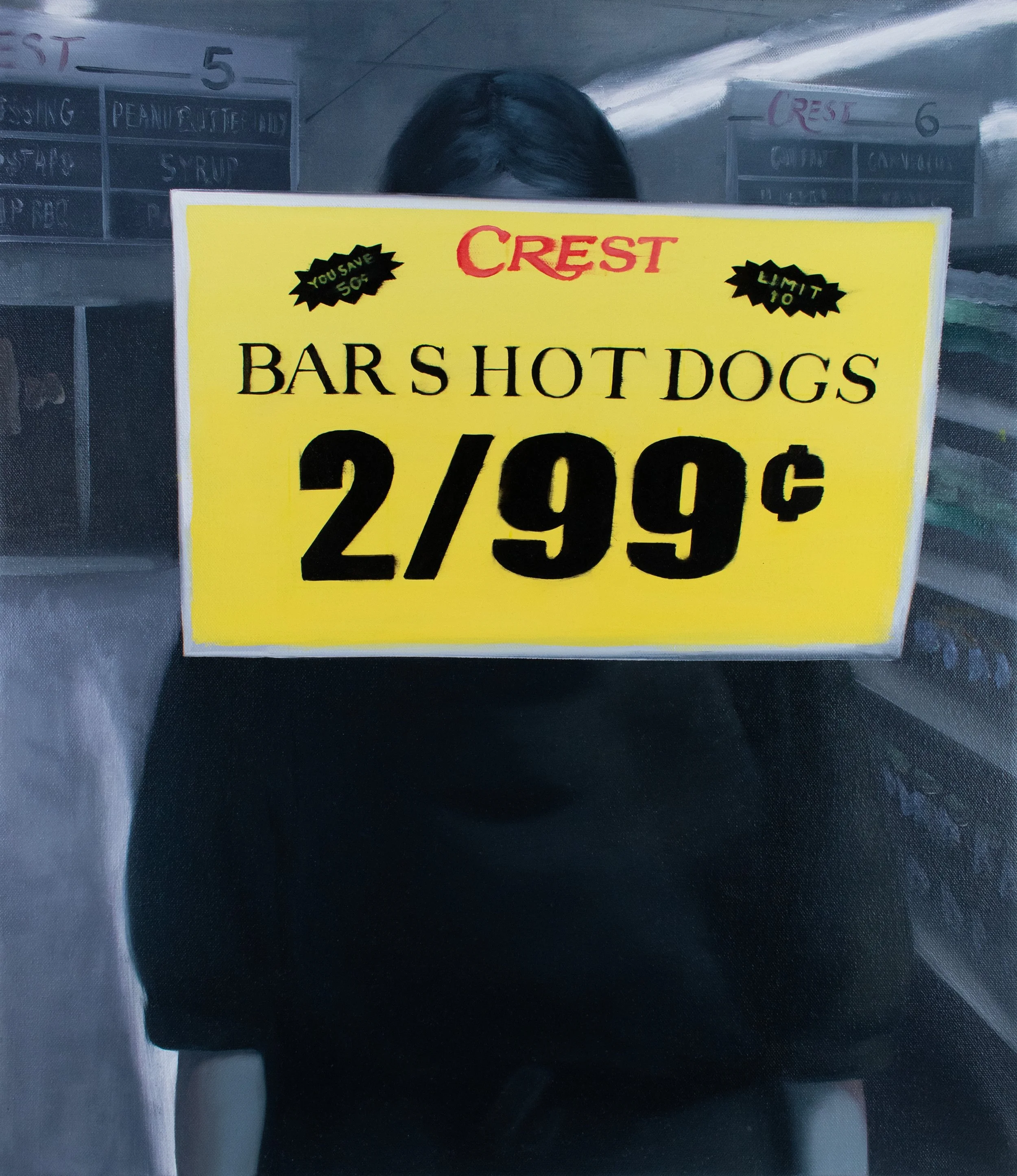 Brandi Twilley,  Bar S Hotdogs,  2023, Oil on canvas, 21 x 24 in.