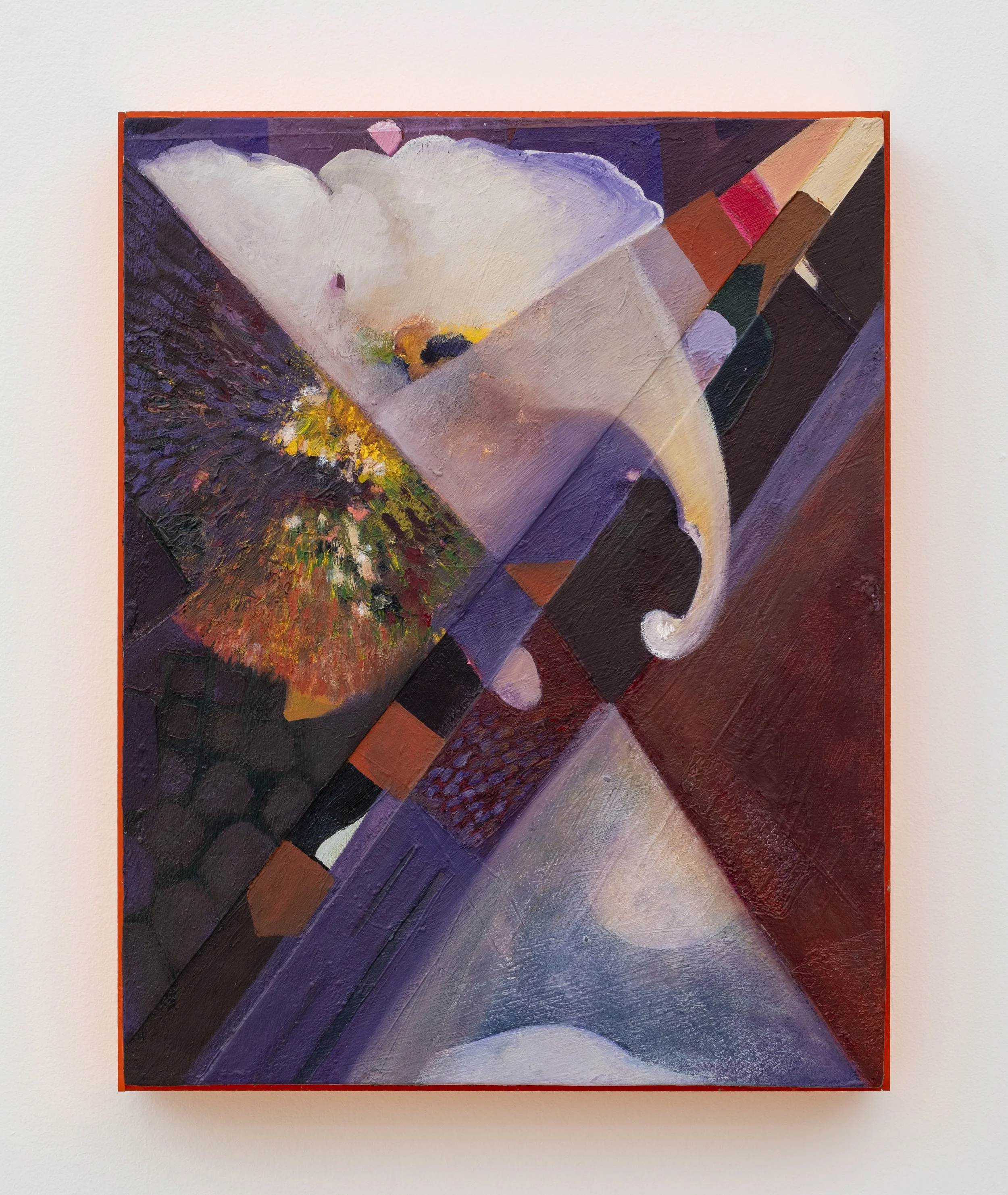 Baseera Khan,  Quiet Appreciation, Amber,   oil on marouflaged wood panel, Lucite artist frame, 14 x 11 x 1½ in.