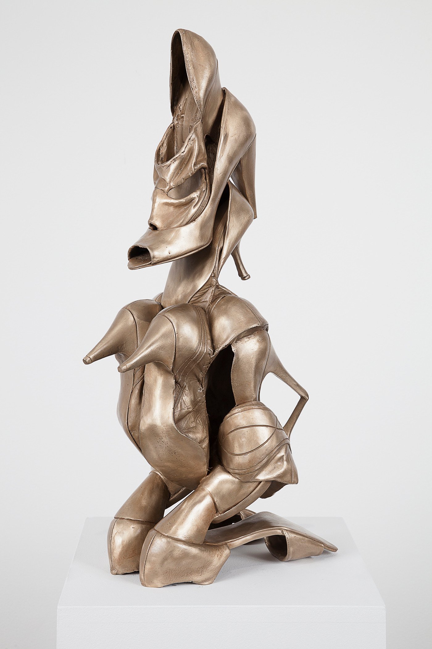 Willie Cole,  Shoonufu Female Figure,  2013, Bronze, 25 x 9.5 x 13 in.