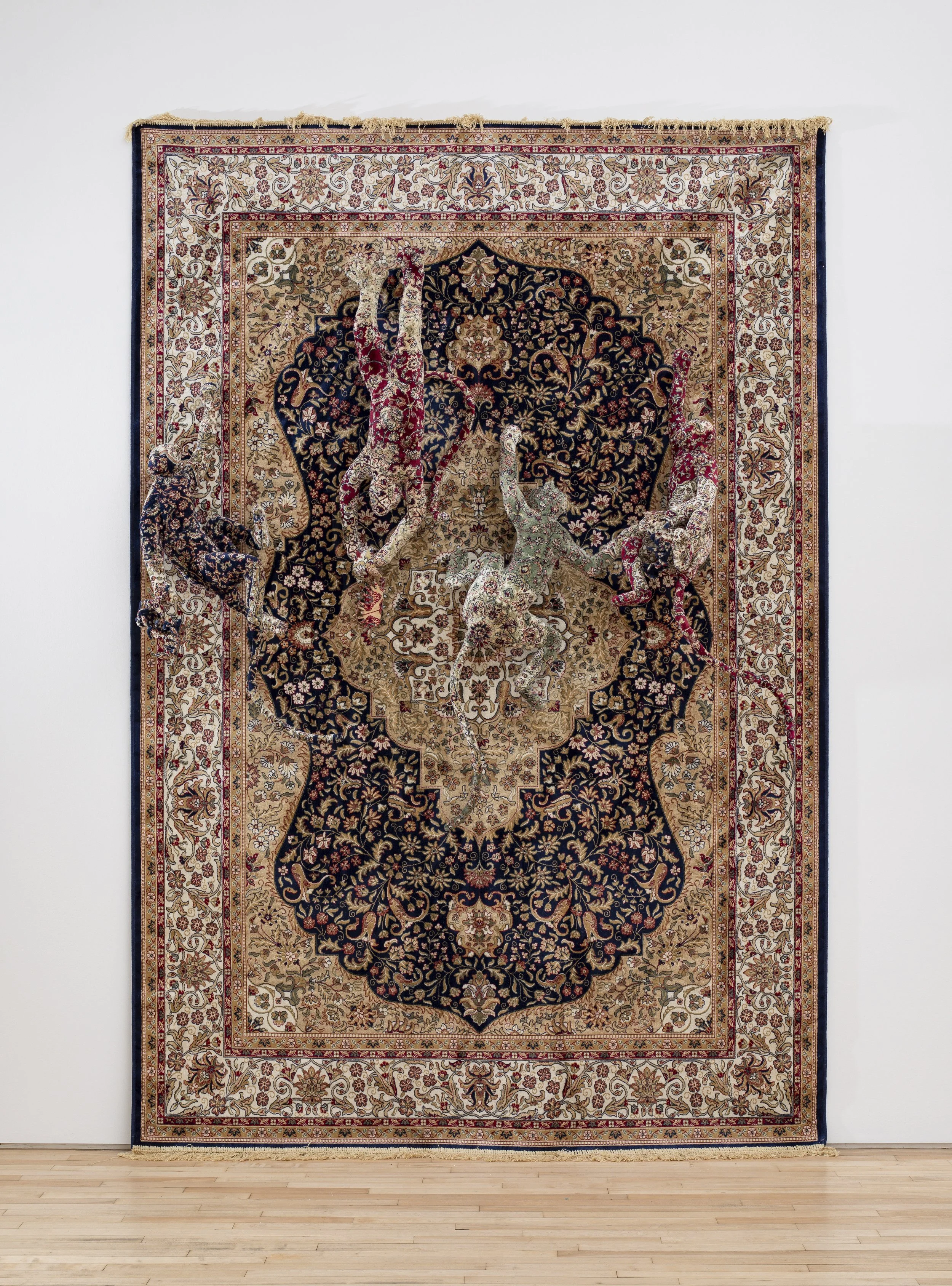 Debbie Lawson,  Monkey Puzzle,  2026, Carpet and mixed media, 116⅛ x 78¾ x 10⅝ in.