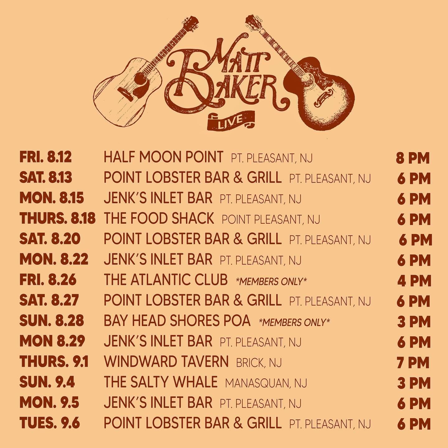 UPDATED SCHEDULE for the rest of the summer! Including my debut at @thesaltywhaleguesthouse on Labor Day weekend!💥 Also a note that my date at @theatlanticclub 8/21 has been moved to Friday 8/26 4-7pm for happy hour. Kicking off this weekend at @hal