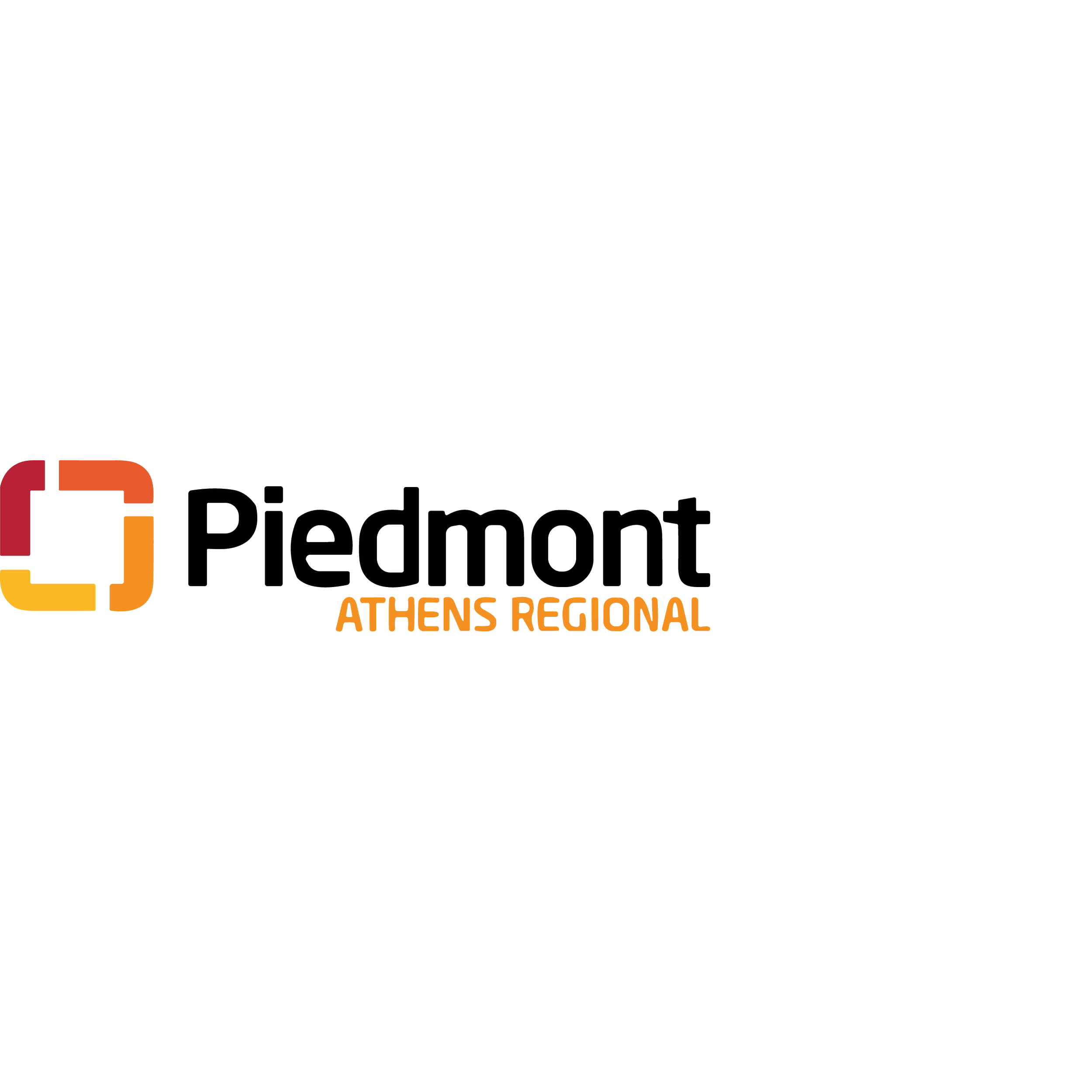 Logo of Piedmont Athens Regional, a health care organization, with a stylized square icon in red, orange, and yellow on the left, and the text 'Piedmont ATHENS REGIONAL' with 'Piedmont' in black and 'ATHENS REGIONAL' in orange.