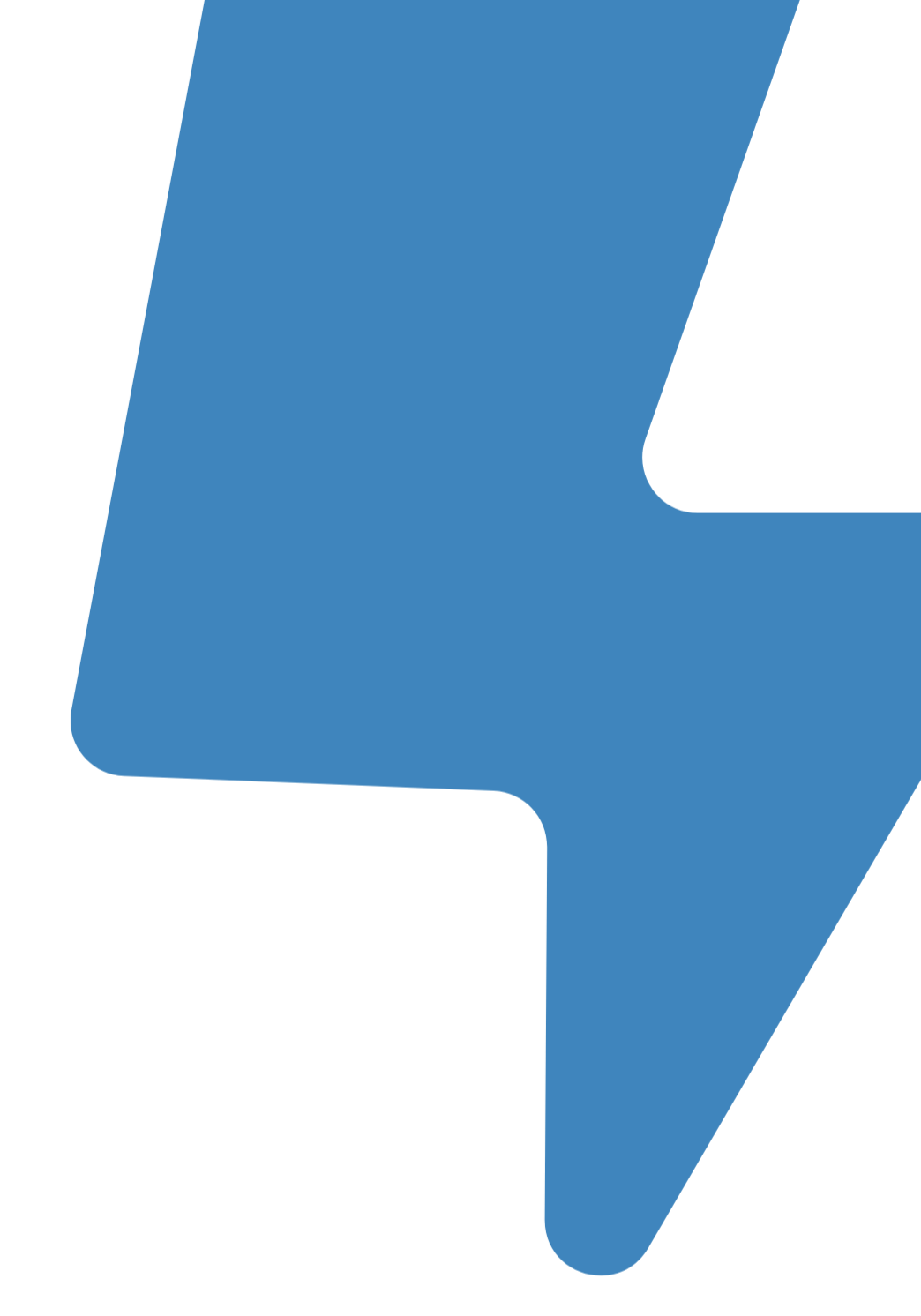A blue lightening bolt logo, lightened in the background.