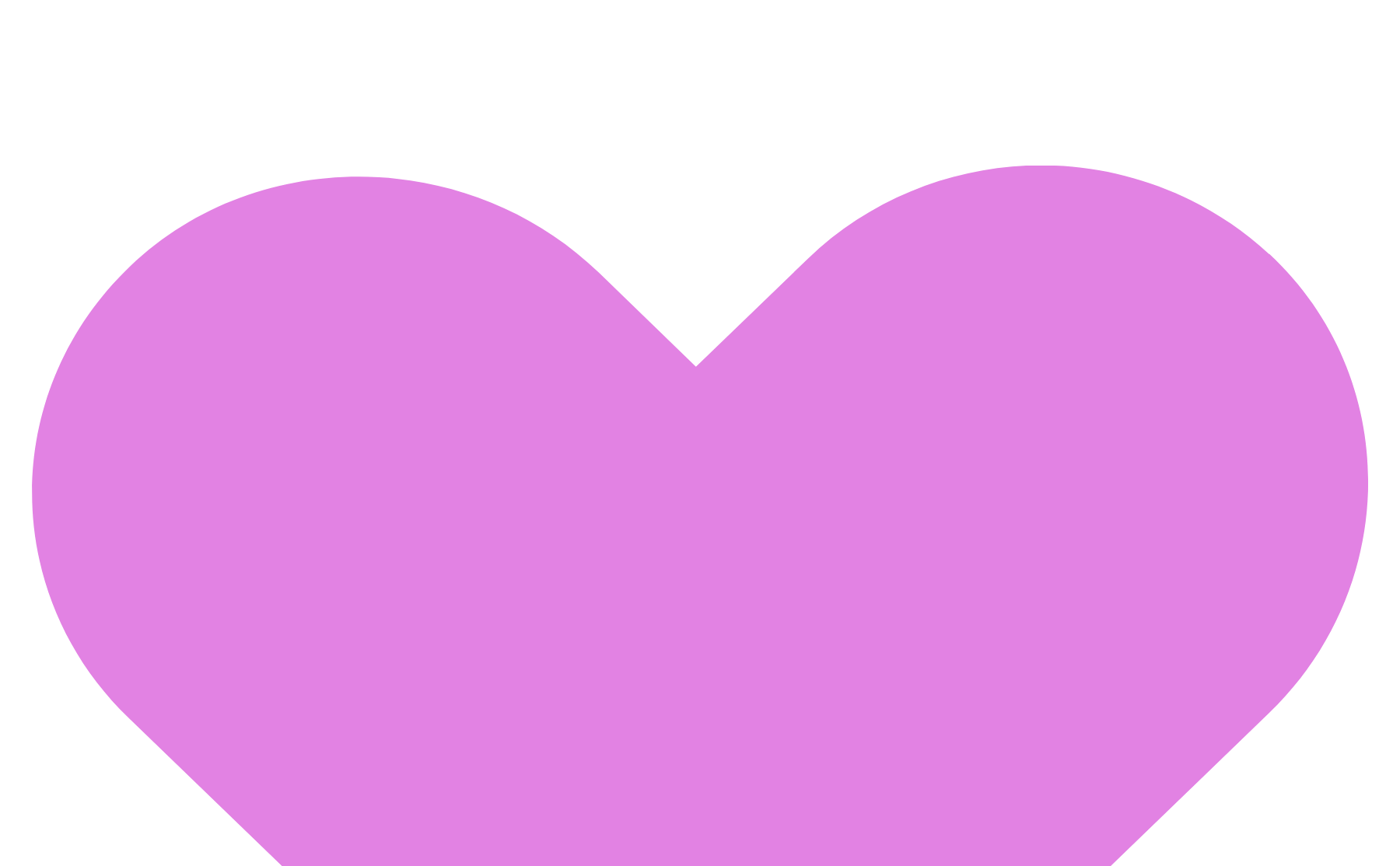 A large, purple, heart-shaped icon, lightened in the background.