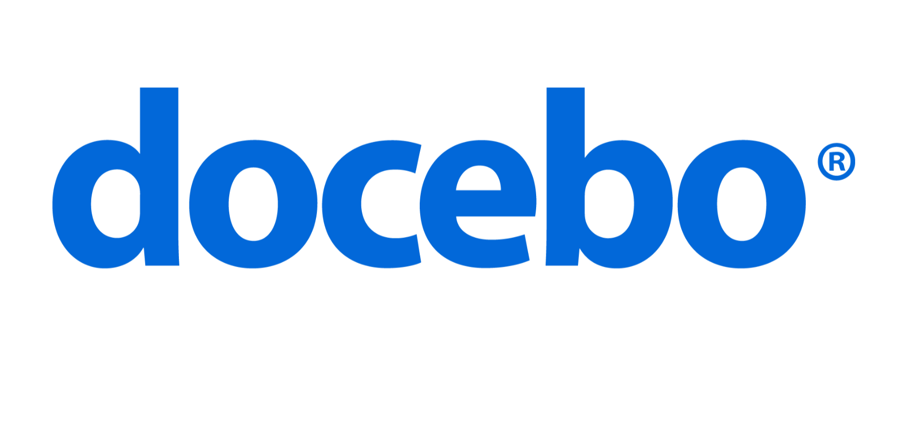 Blue Docebo logo with stylized lowercase text.
