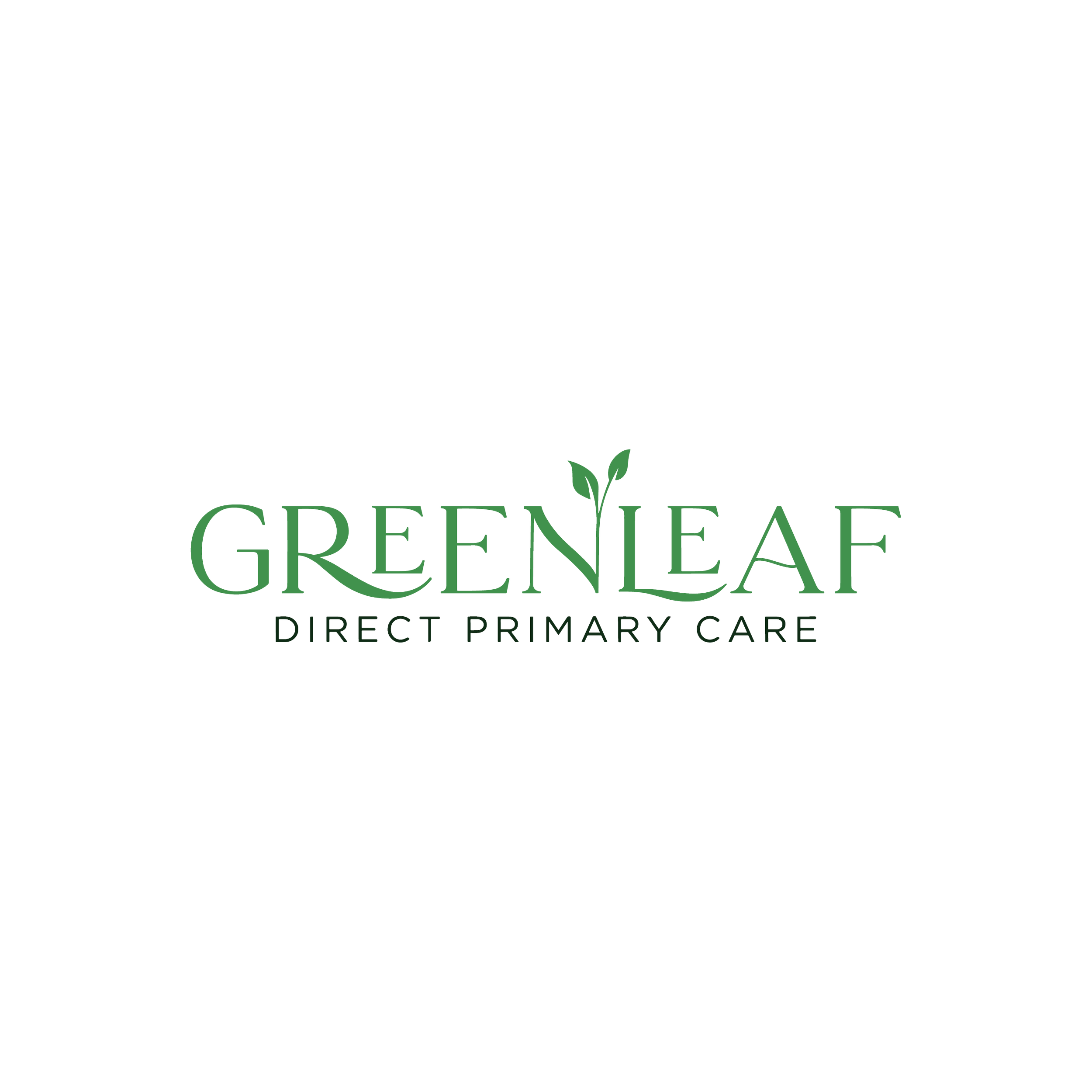 Greenleaf Direct Primary Care logo with a green leaf above the letter 'N' in 'GREEN'.