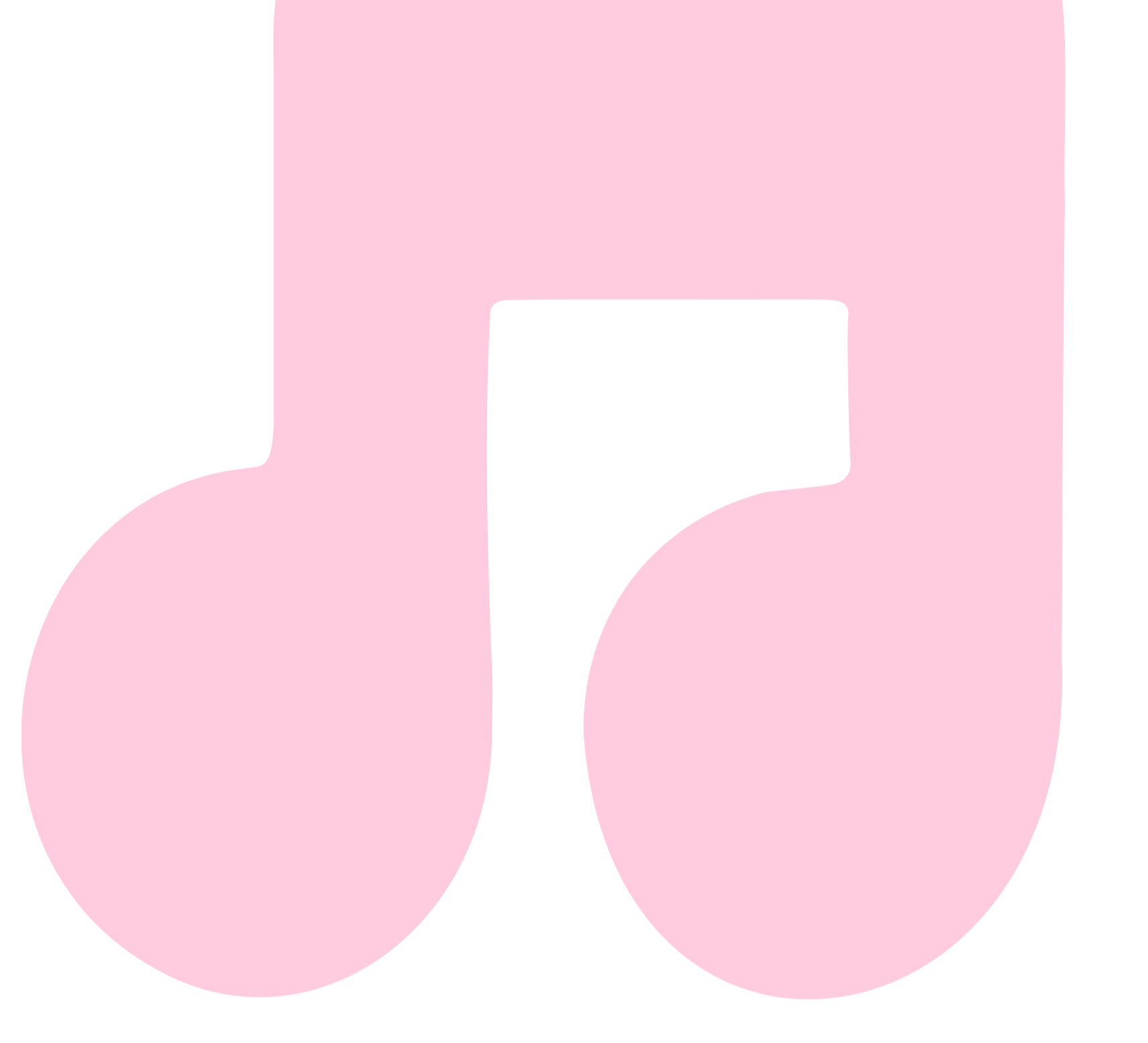 Pink music note icon, lightened in the background.