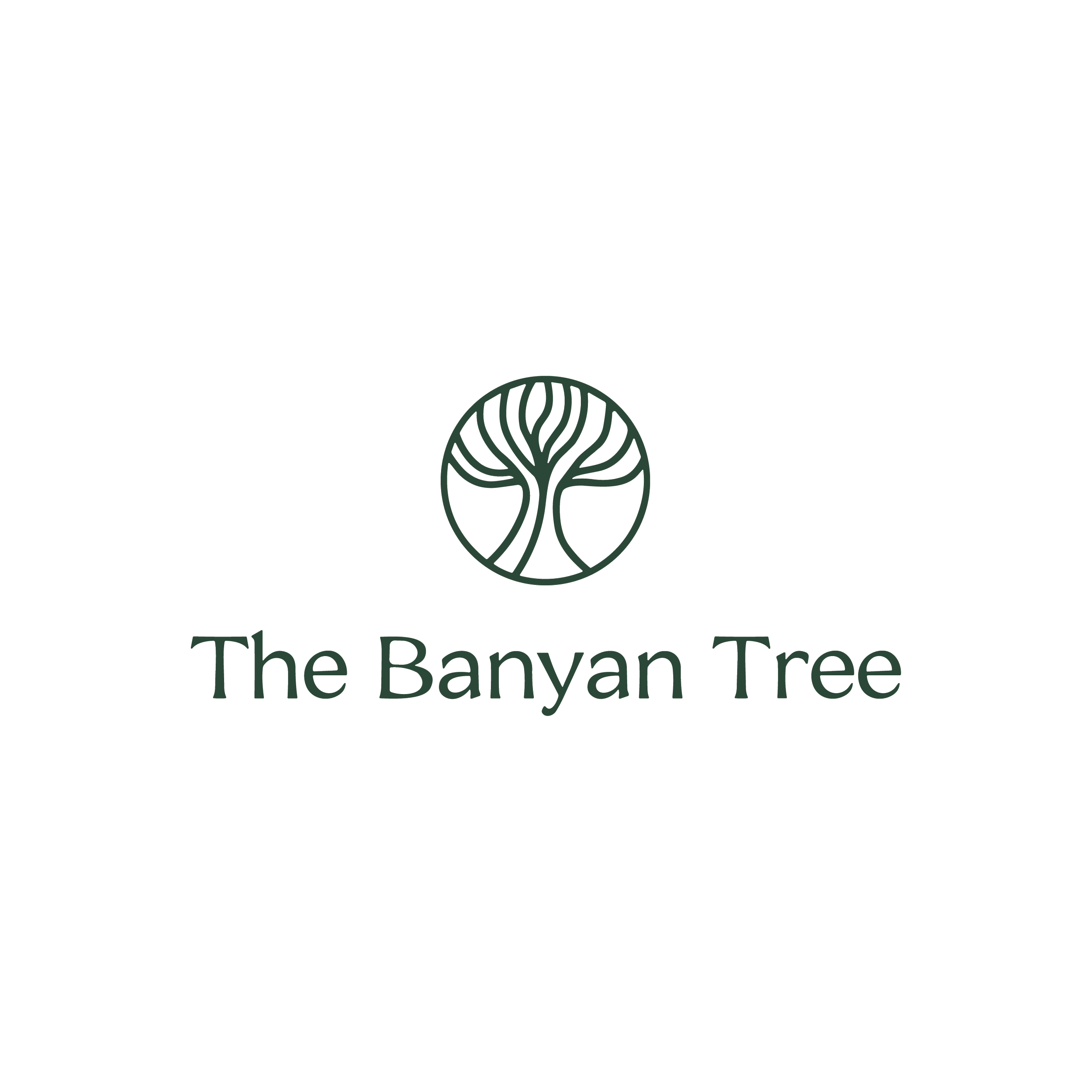 The logo of The Banyan Tree features a stylized tree inside a circle, with the company name written below in dark green text.
