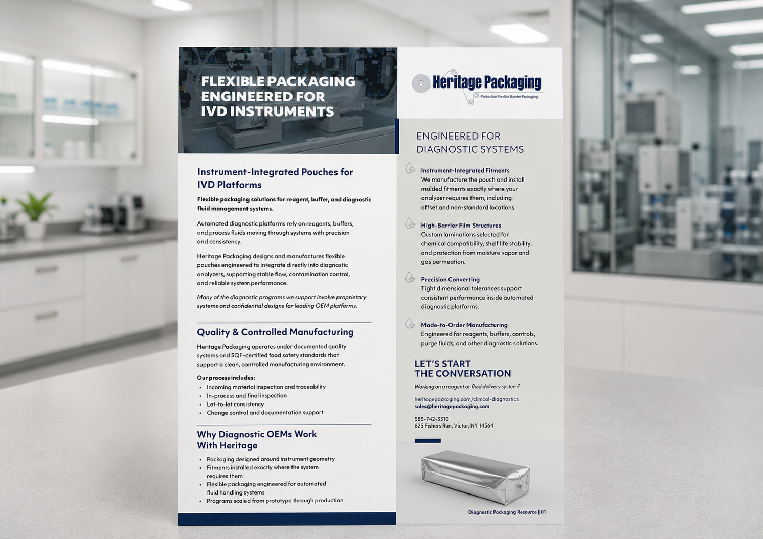 Instrument-Integrated Pouches for IVD Platforms guide covering flexible packaging for automated diagnostic systems