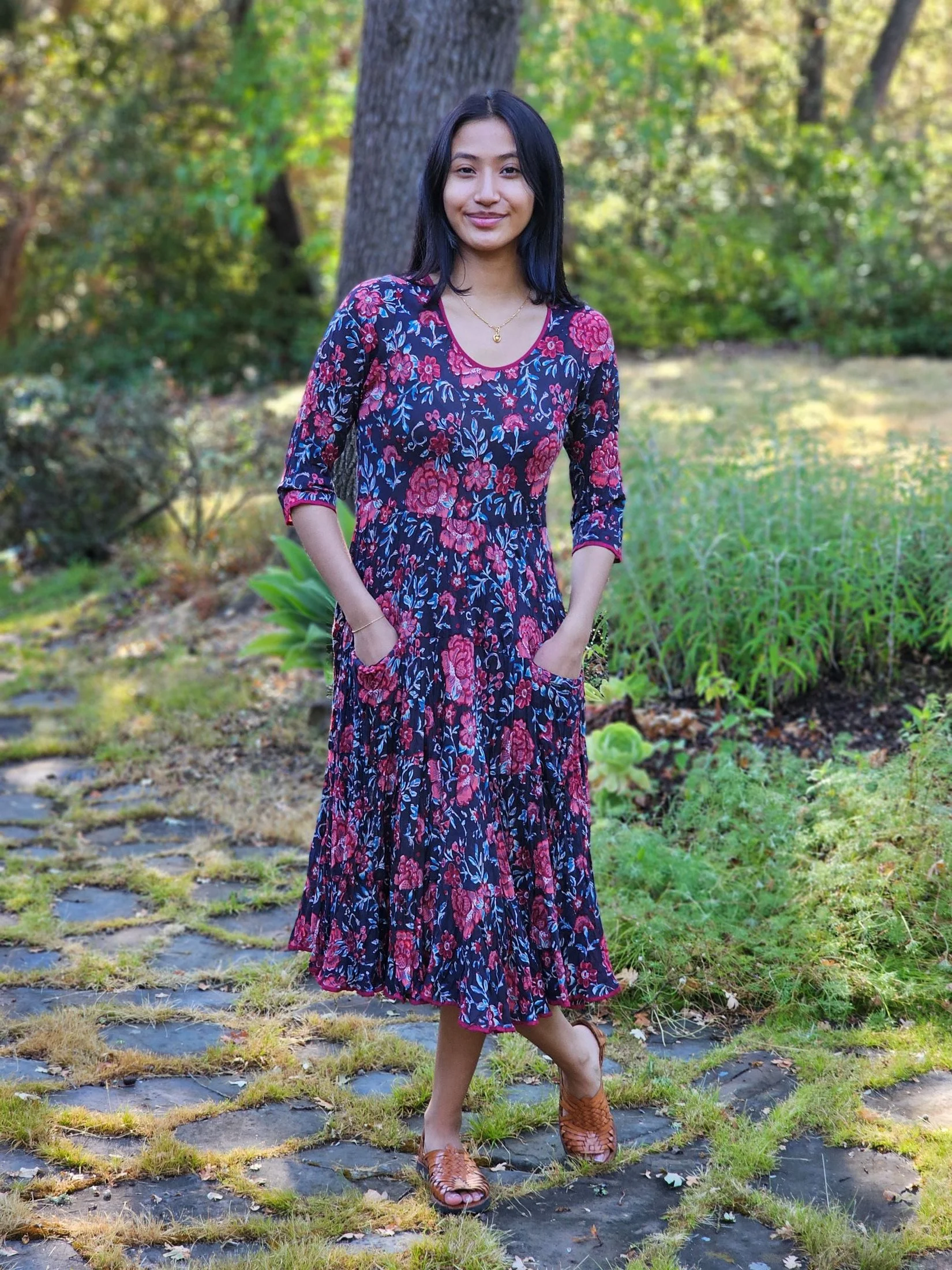 Twirl Dress 3/4 Slv - Midnight