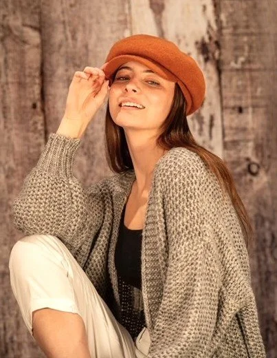 Boiled Wool News Boy Cap - Rust