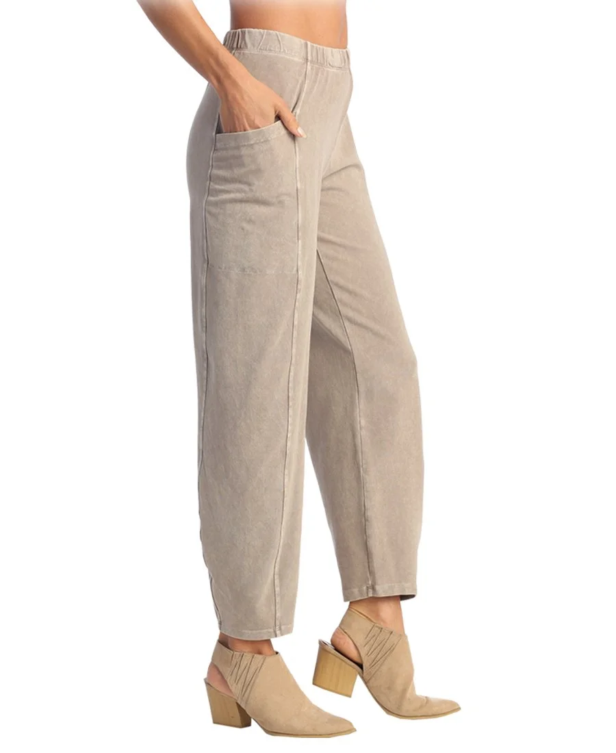 Slate- Mineral Washed Cotton Spandex Lantern pants