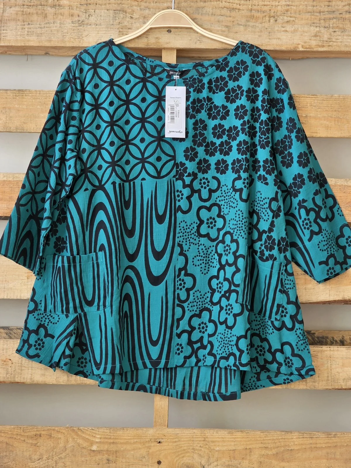 El Blouse - Patch Swatch Print - Fresh Teal