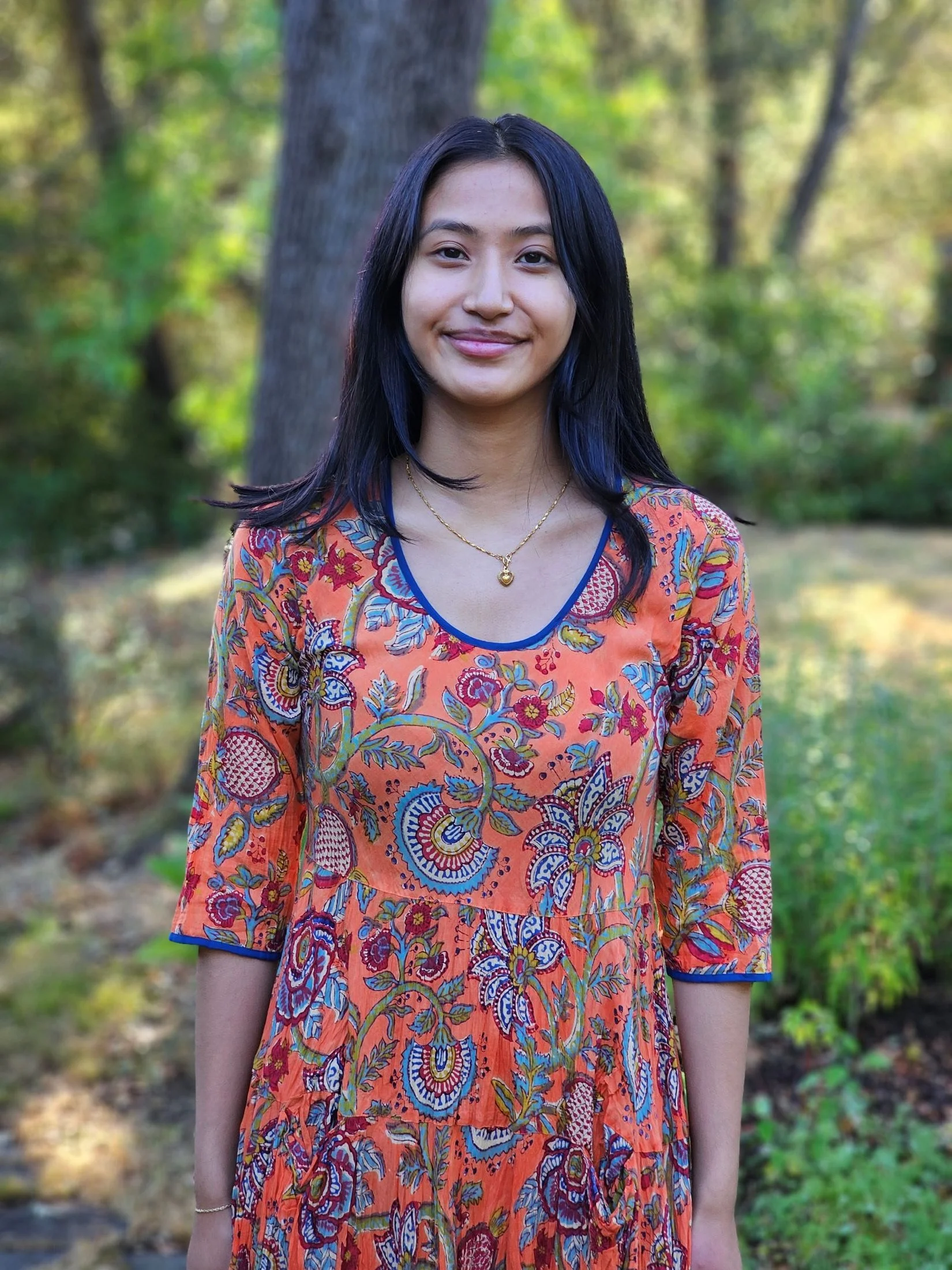 DR26-11_3_4 SLV TWIRL DRESS_Papaya 1.jpg