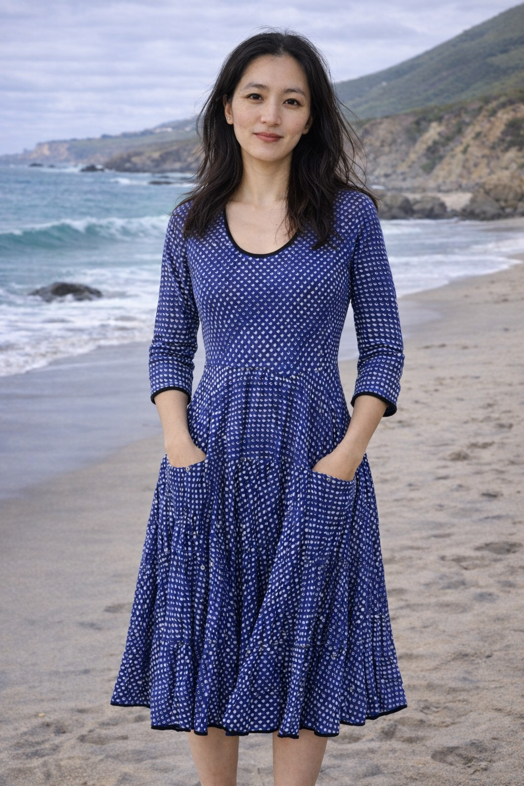 Twirl Dress 3/4 Slv - Indigo Eclipse