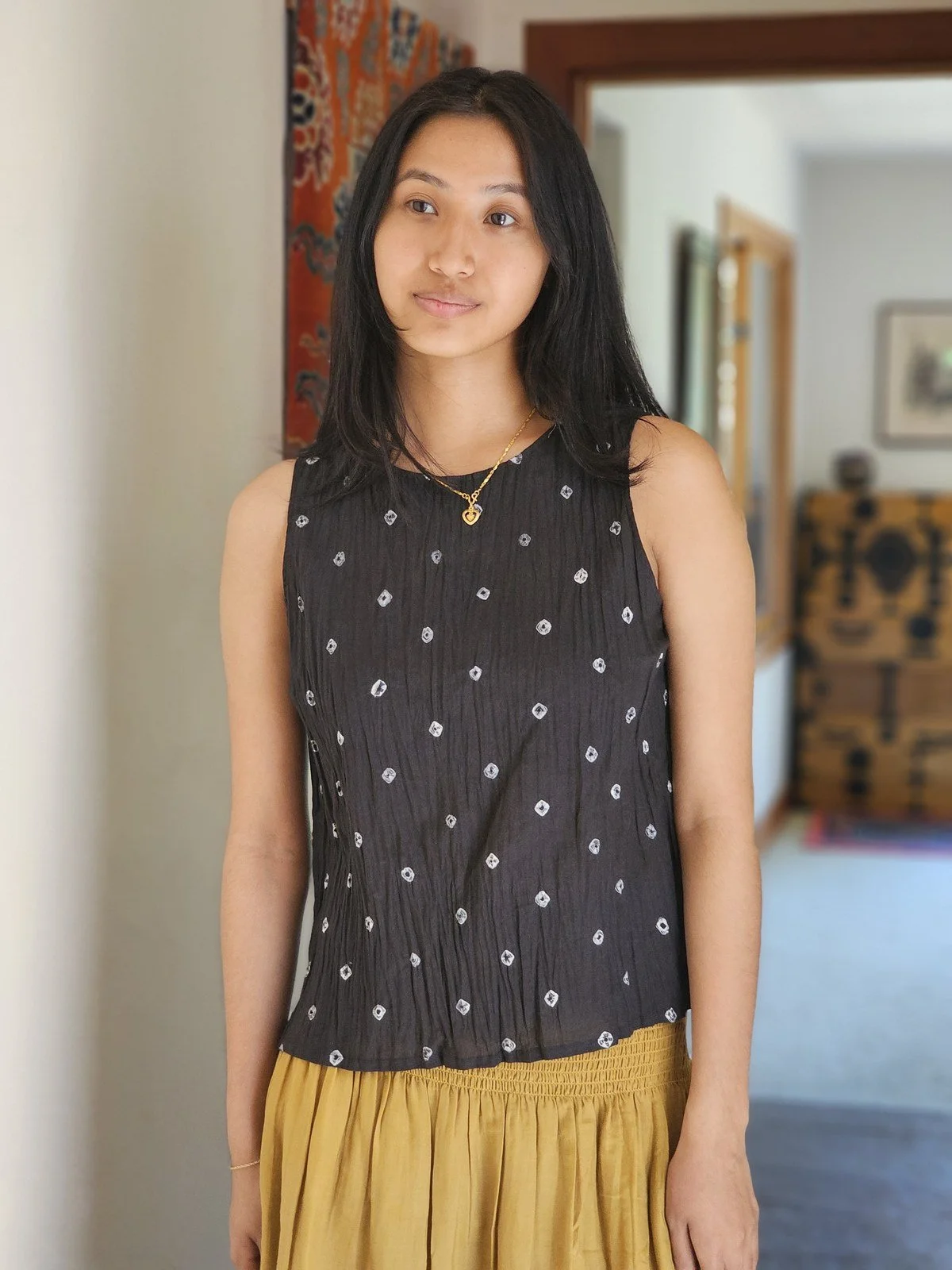 DR26-03 Julia Cotton Tank Top - Shibori Black