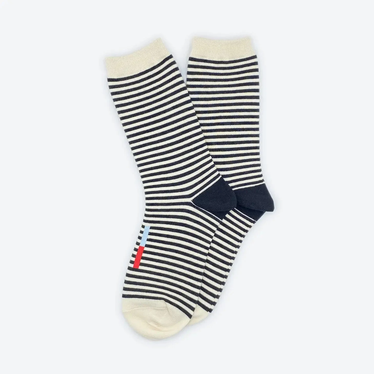 Cole Black and White Striped Crew Socks