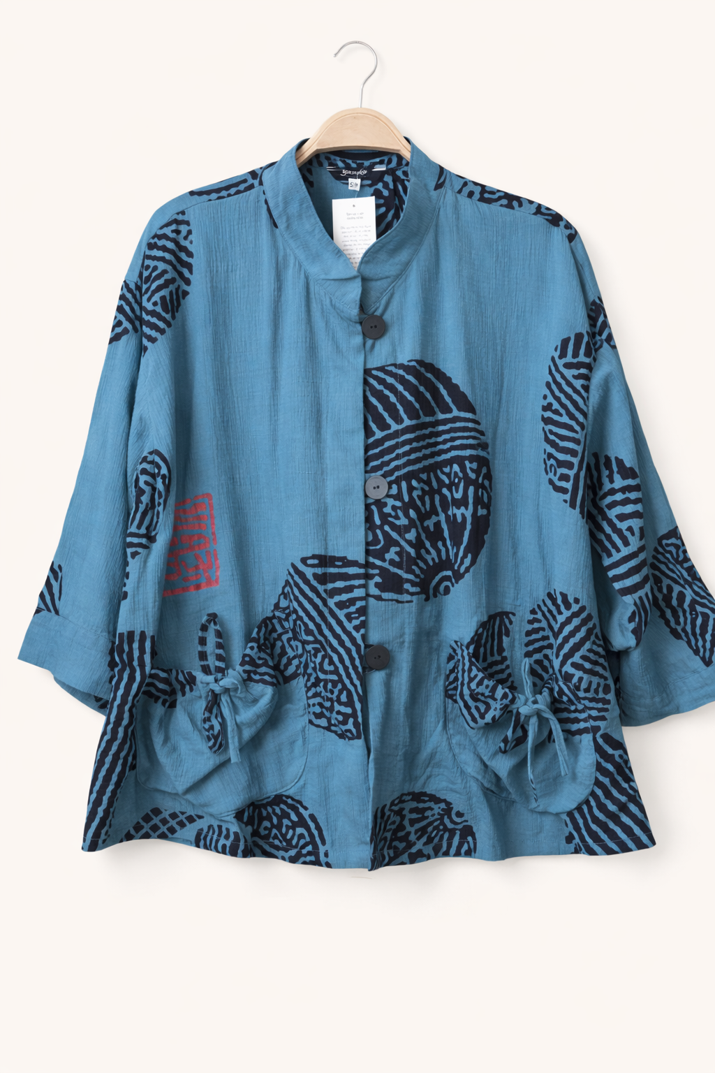 Pouch Pocket Jacket - Temari Print - New Teal