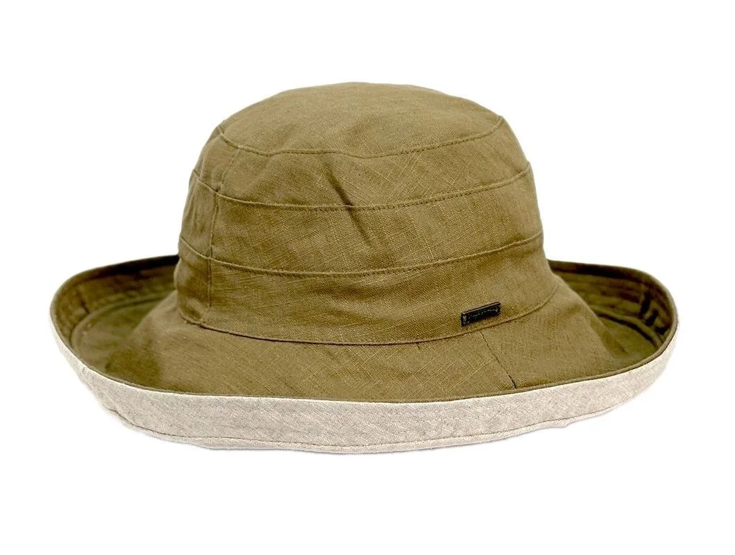 REVERSIBLE CLOTH SUN HAT - OLIVE - BEIGE .jpeg