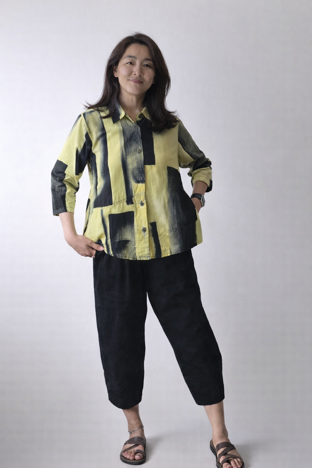 Short Enough Batik Cotton Shirt Jacket- Washed Mustard