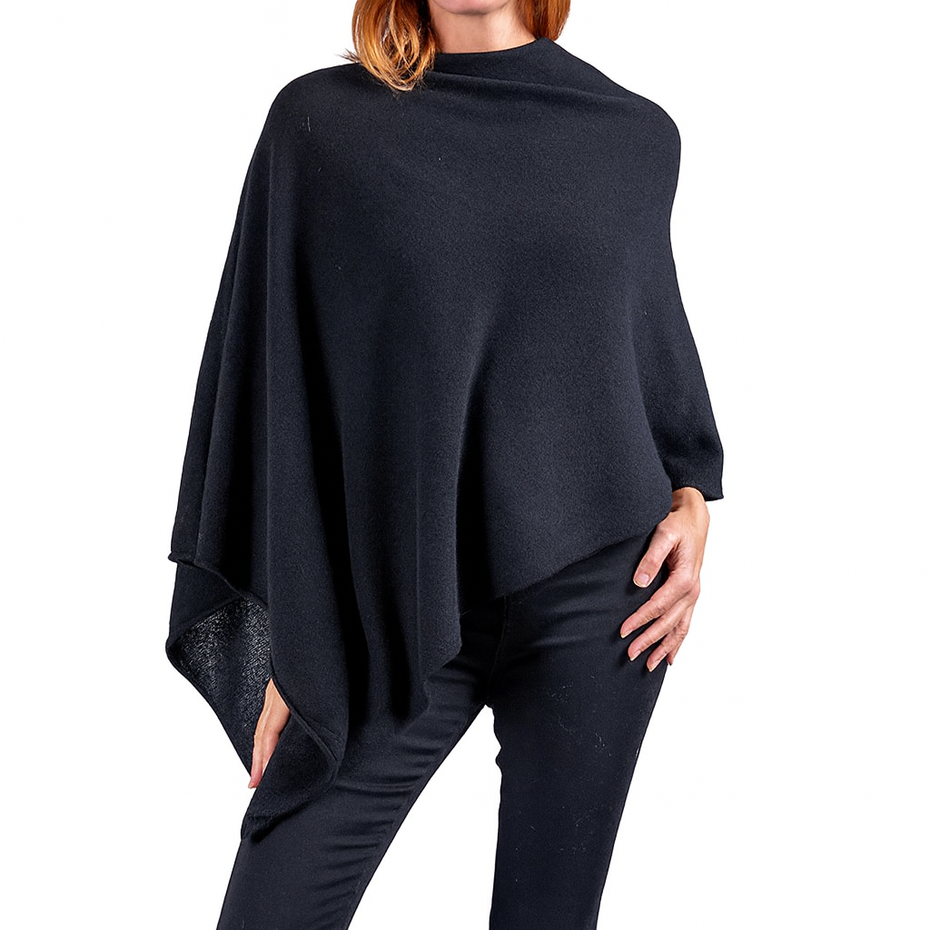 Cashmere Poncho - Navy
