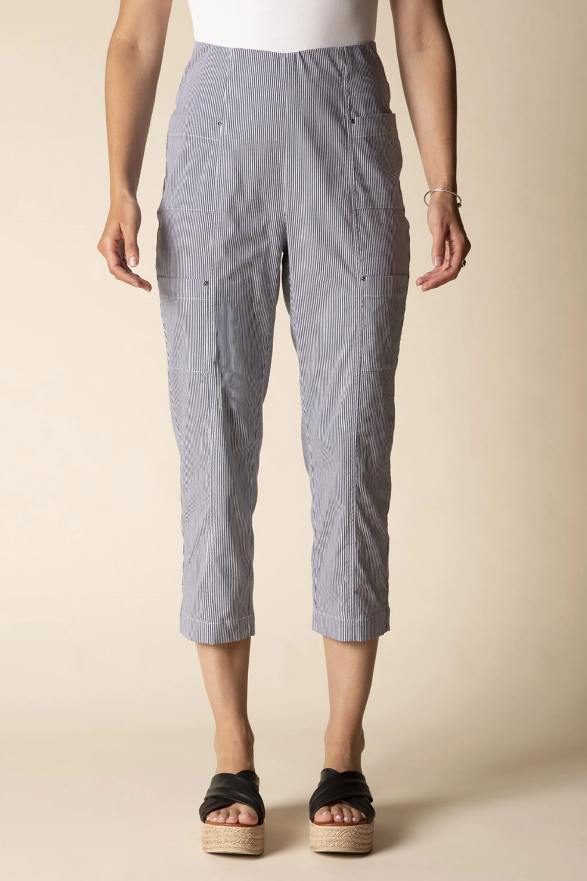 Cool Tech Stripe Seaside Capri - Navy