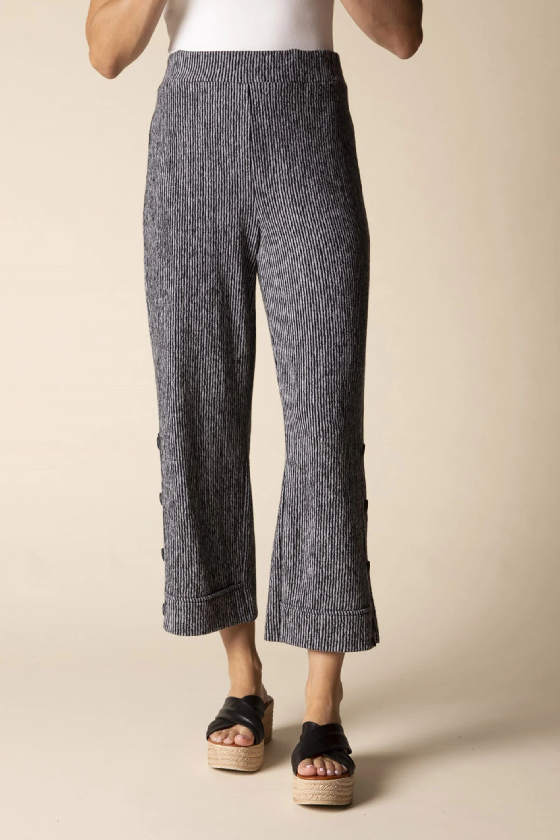 Pasadena Knit Stripe Pant - Black
