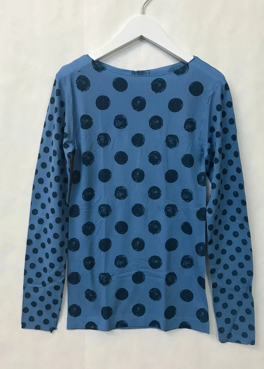 Grunge Polka Dot Raw Edge Second Skin Top - Cashmere Blue