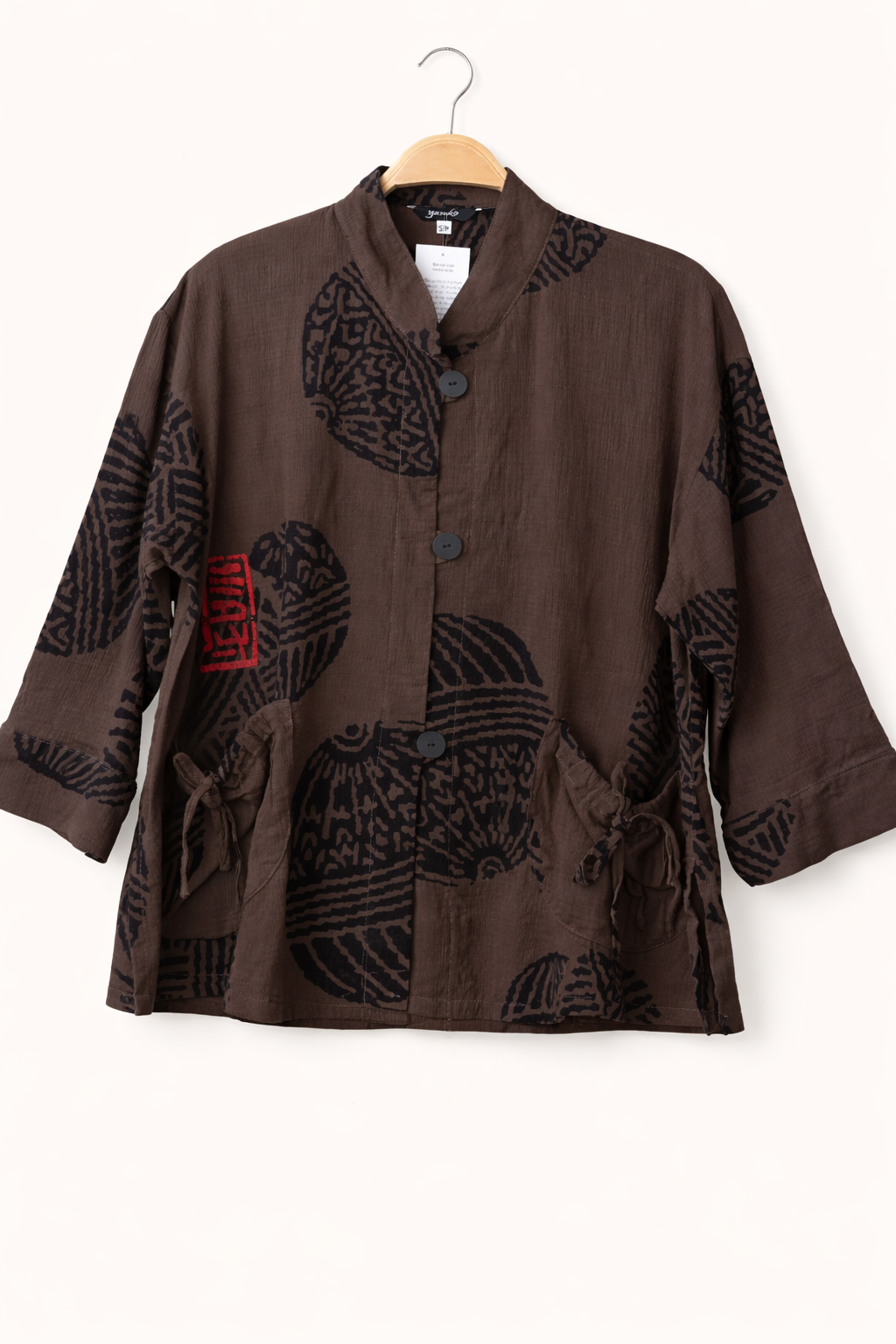Pouch Pocket Jacket - Temari Print - Charcoal