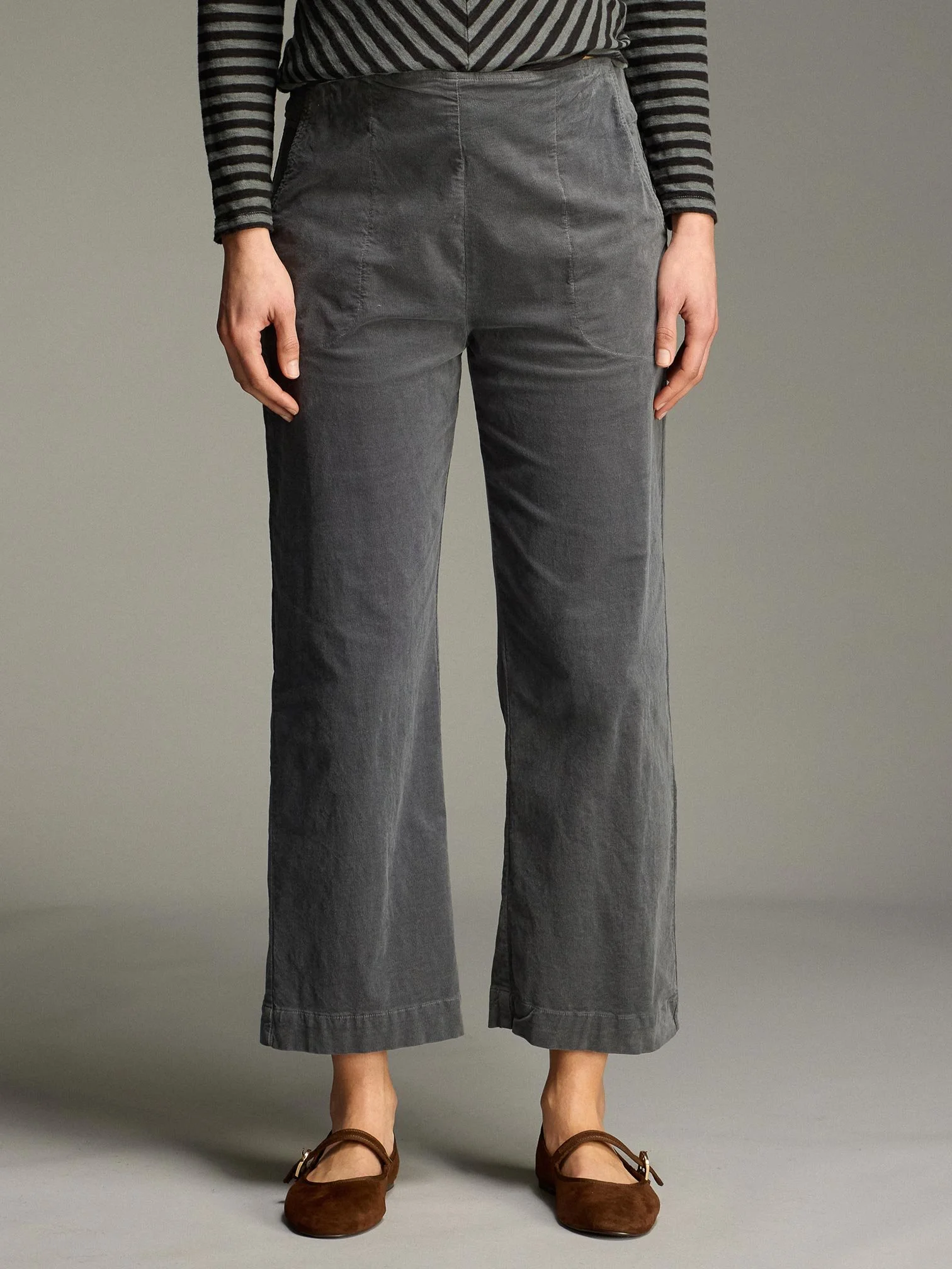 Back Zip Trouser Mini Cord - Iron