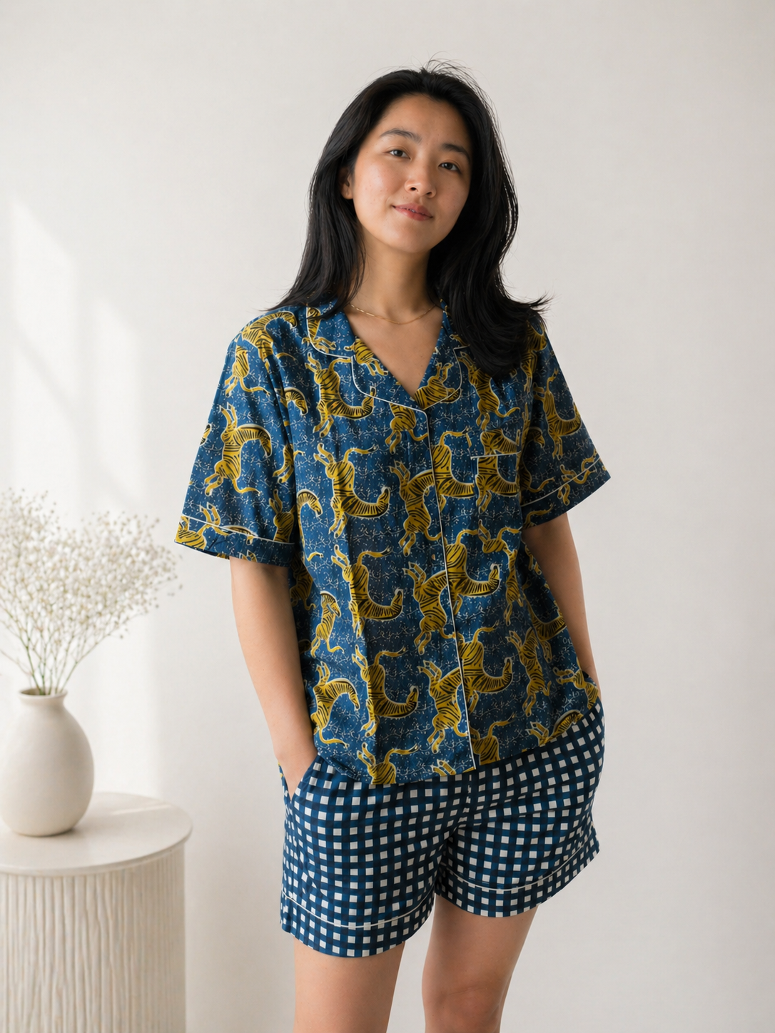Ziger Blue - Short Cotton Pajama Set