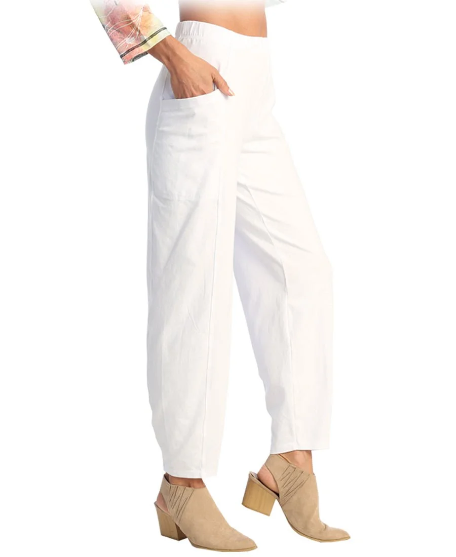 White - Mineral Washed Cotton Spandex Lantern pants