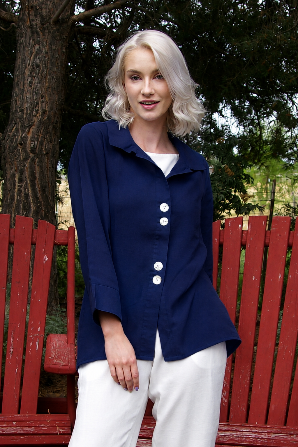 Susan's 100% Wrinkle Resistant Linen Jacket - Blueberry