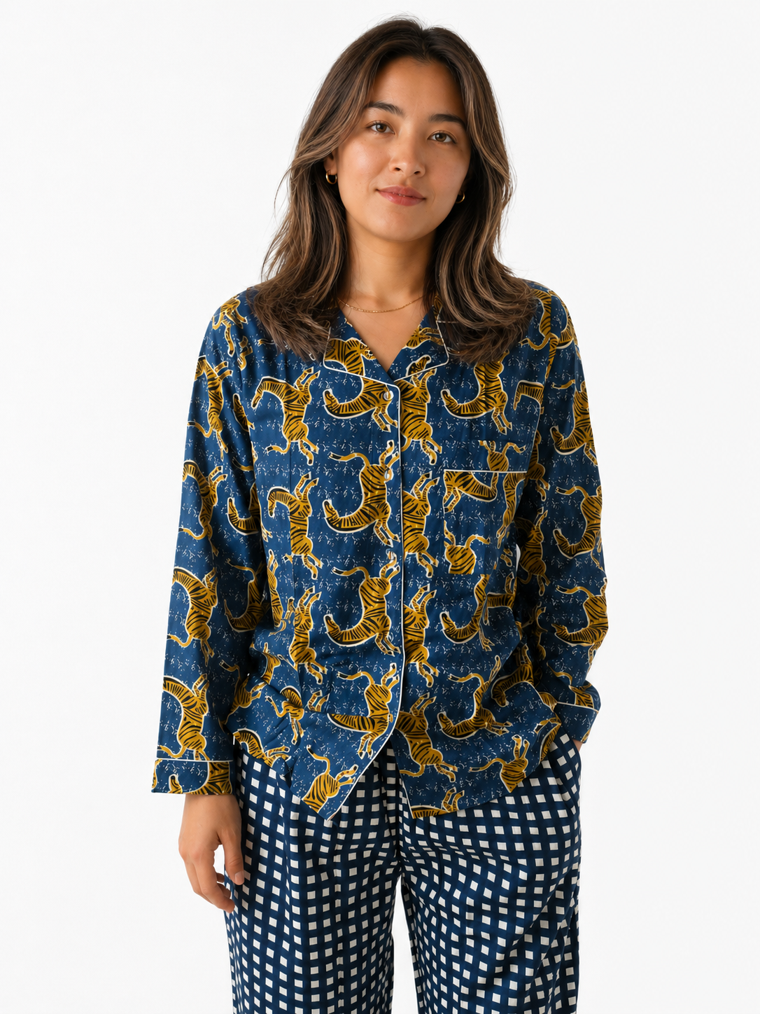 Ziger Blue - Long Cotton Pajama Set