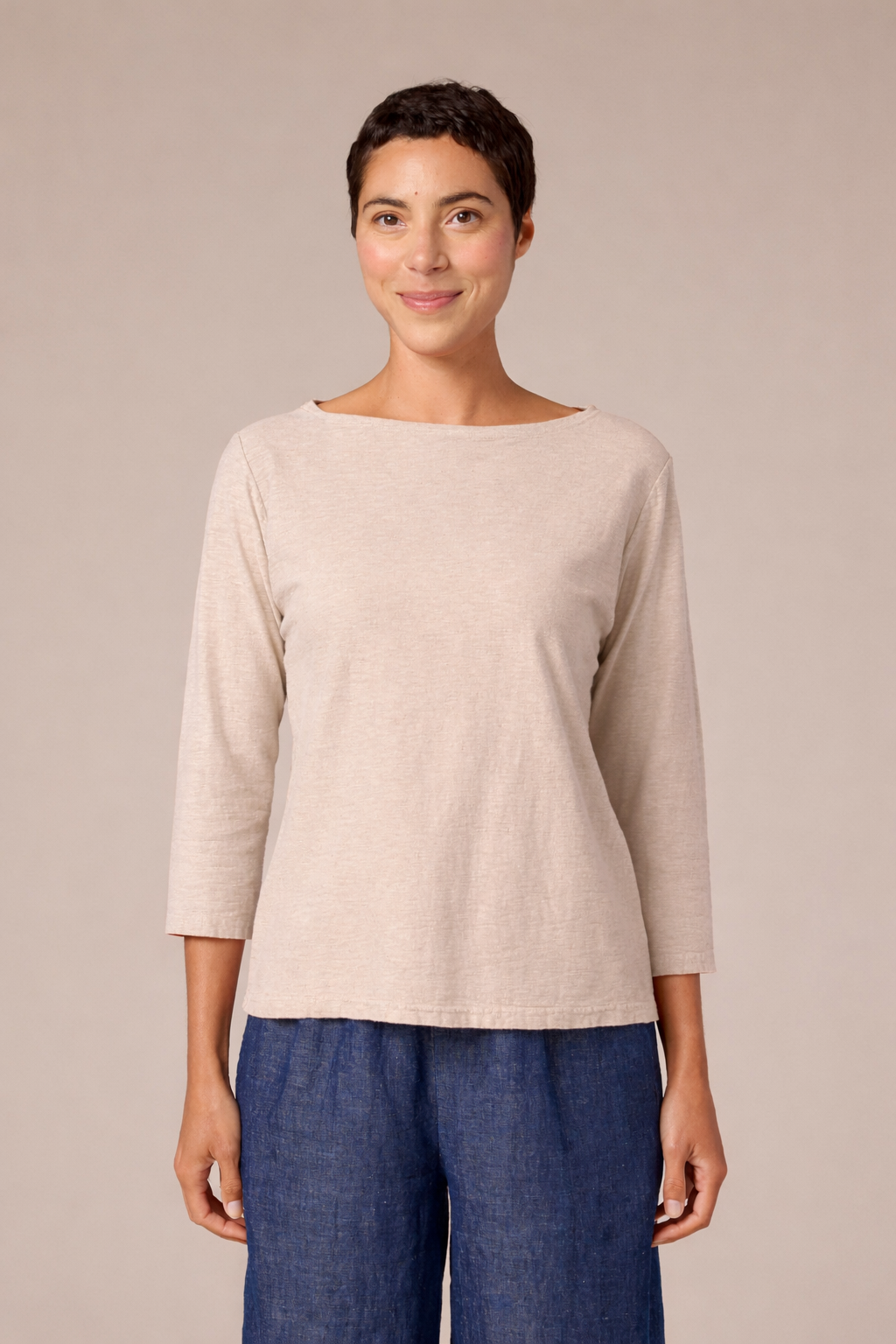 3/4 Slv Bias Top - Jicama