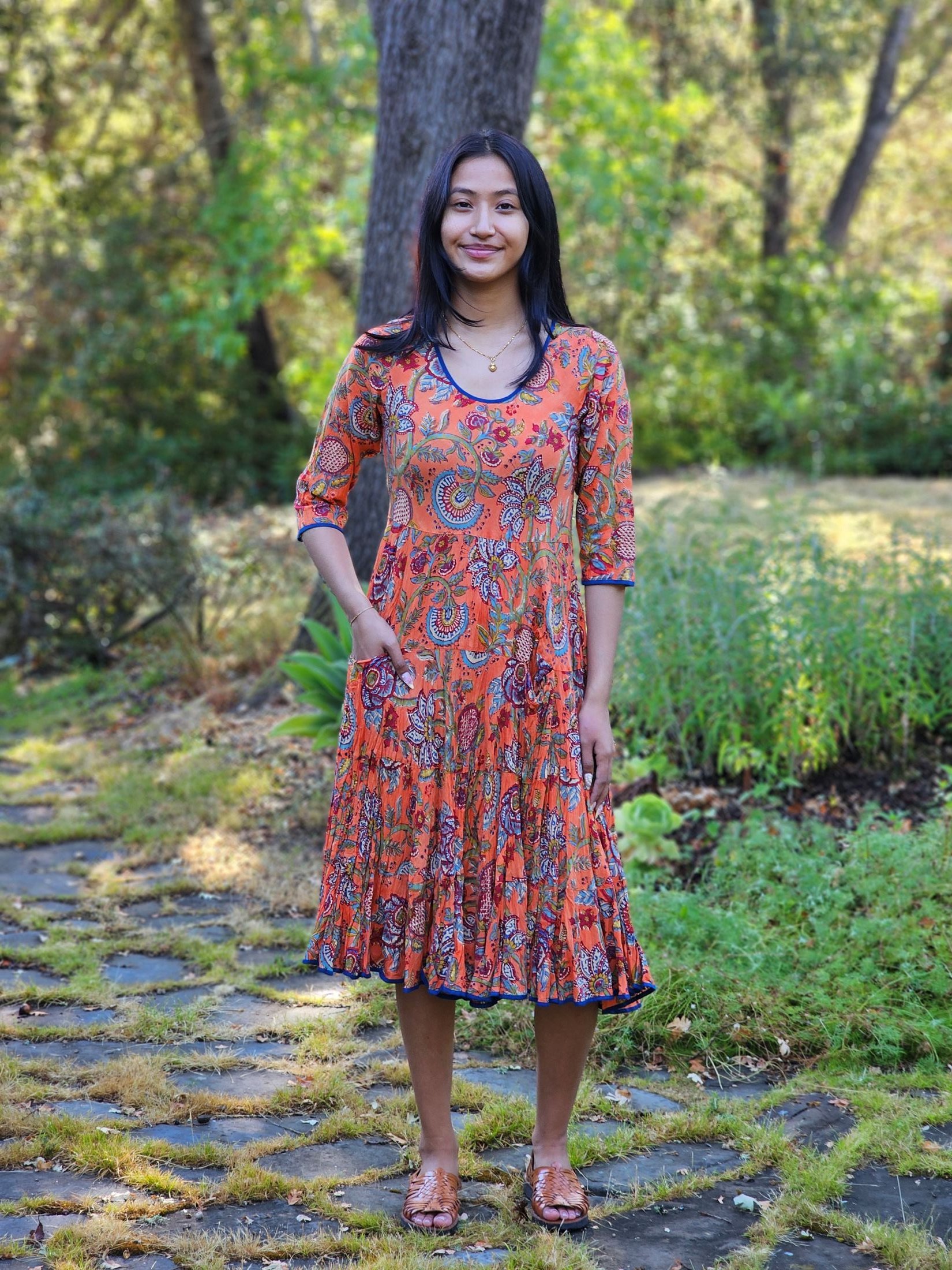 DR26-11_3_4 SLV TWIRL DRESS_Papaya 3 (1).jpg