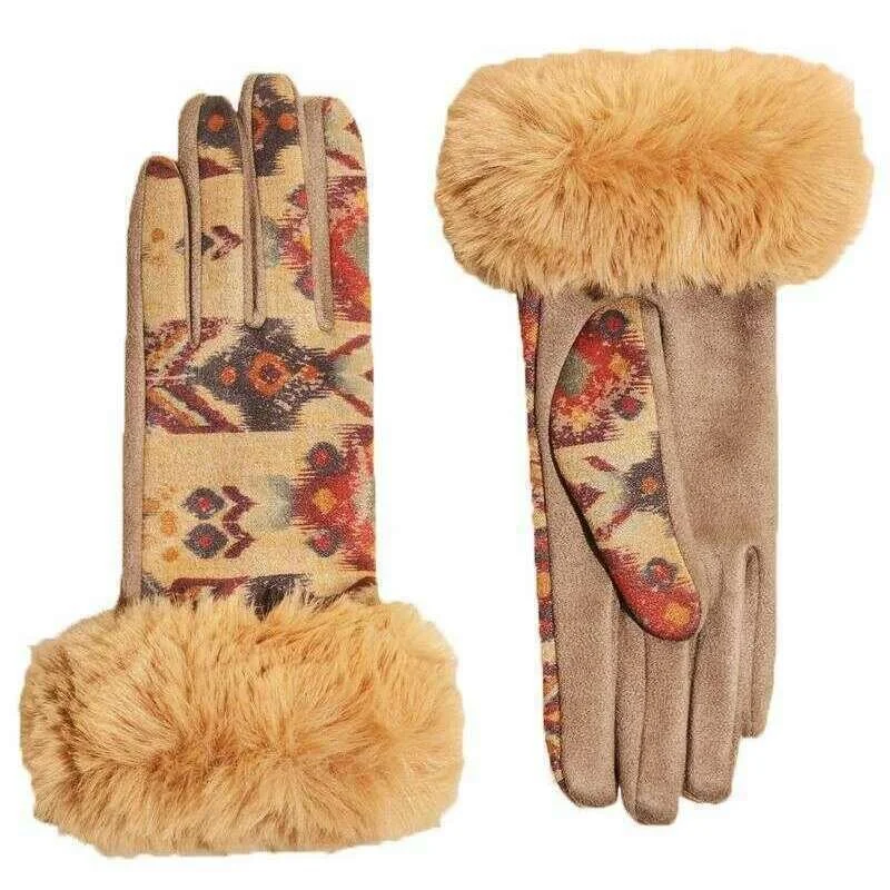 Bernadette Warm Ikat Gloves - Cream