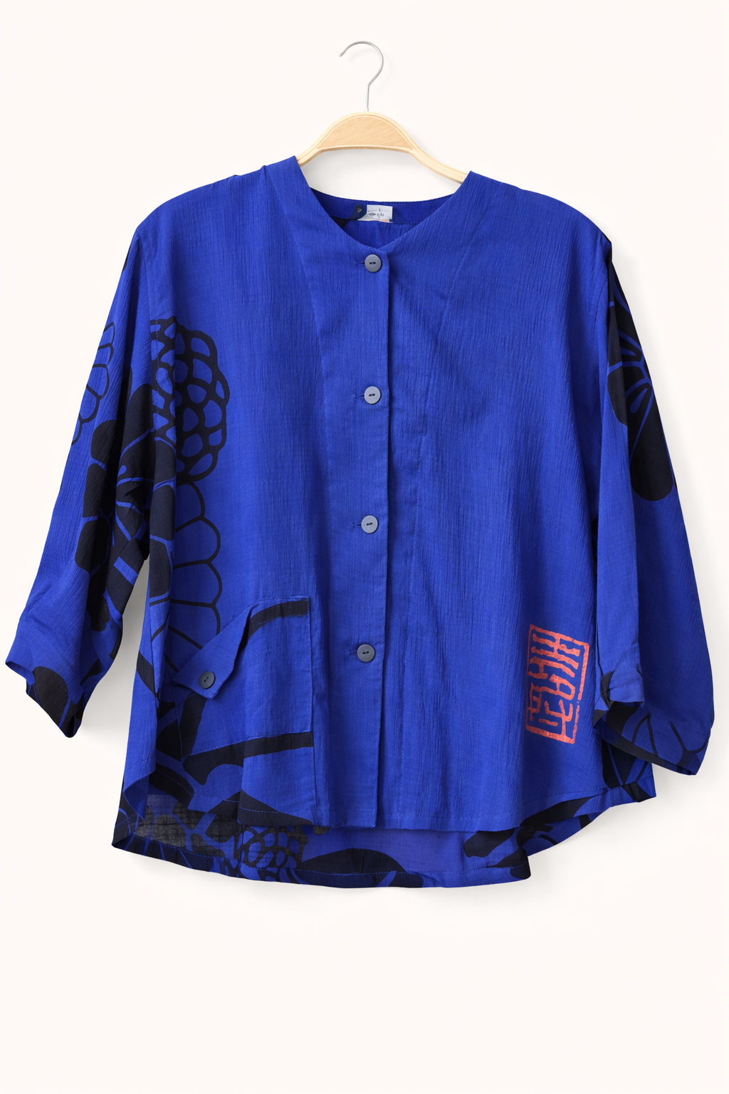 Cardigan Top - Wagara Print - Deep Purple