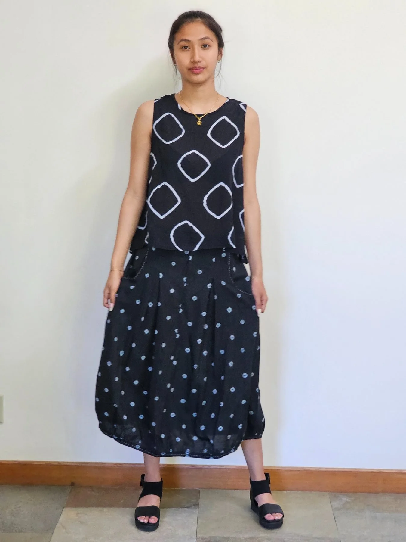 AR26-08 - Suri A-line Tank - Hand-printed Shibori