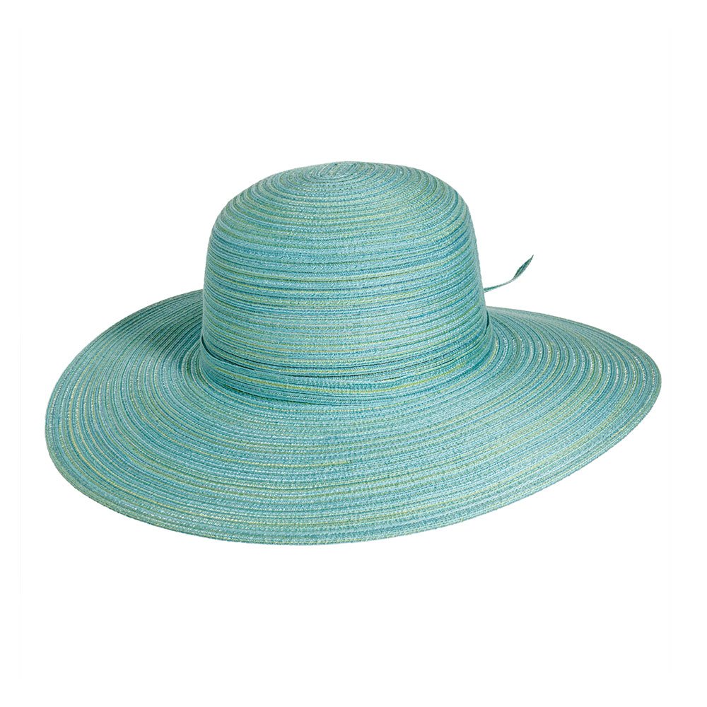 Wide Brim Straw Sun Hat - Aqua