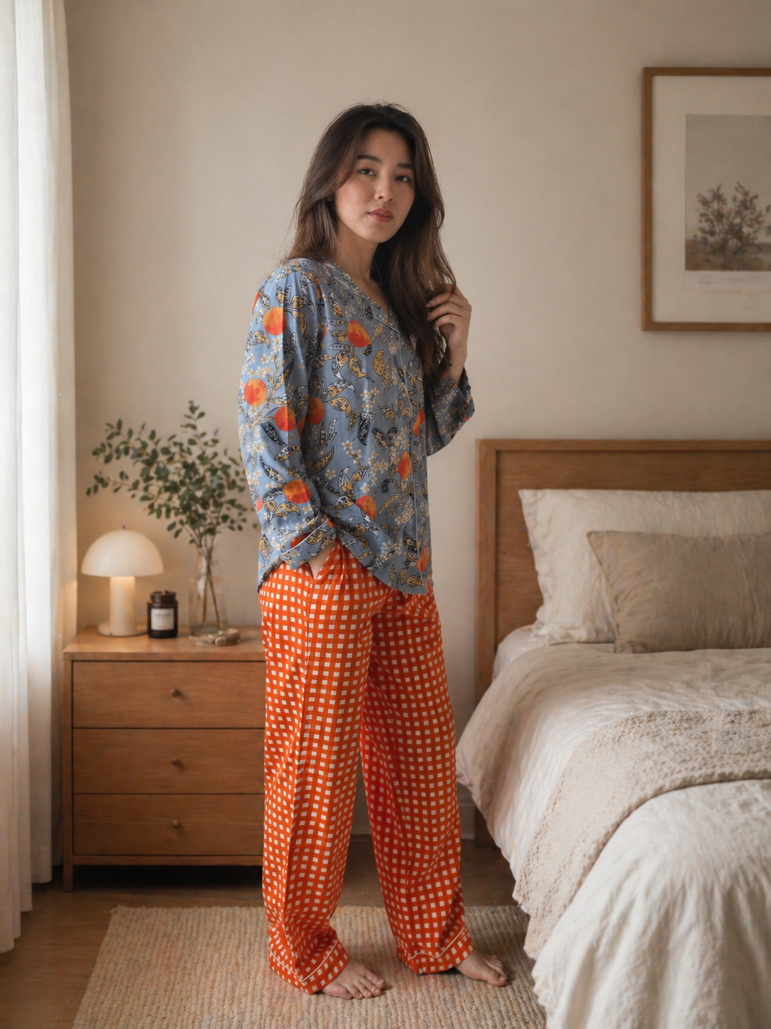 Peaches - Long Cotton Pajama Set