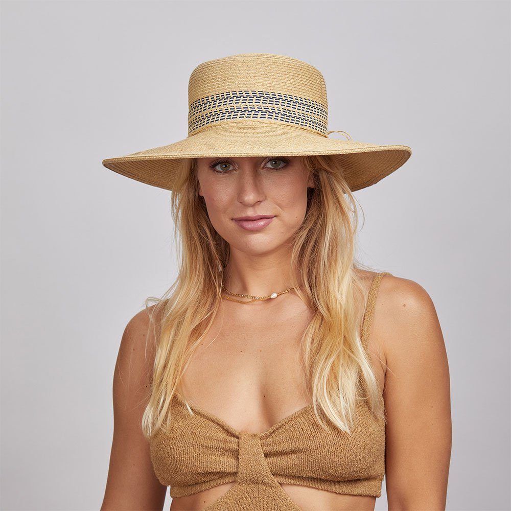 Wide Brim Straw Sun Hat - Style Victoria - Natural — Yaza display picture 3