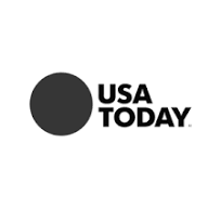 Logo of USA Today with a black circle and bold black text