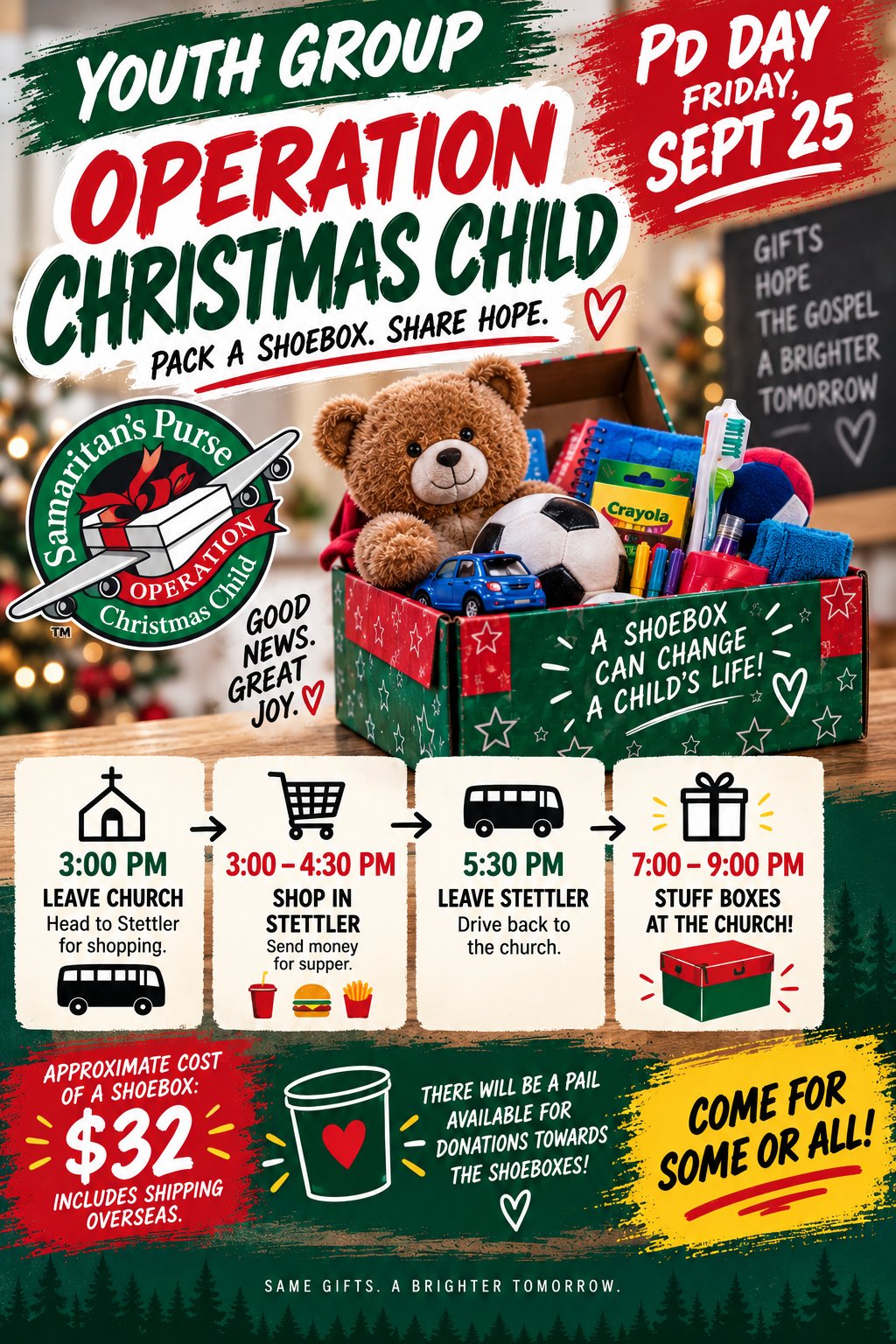 September 25 - Operation Christmas Child Shoeboxes